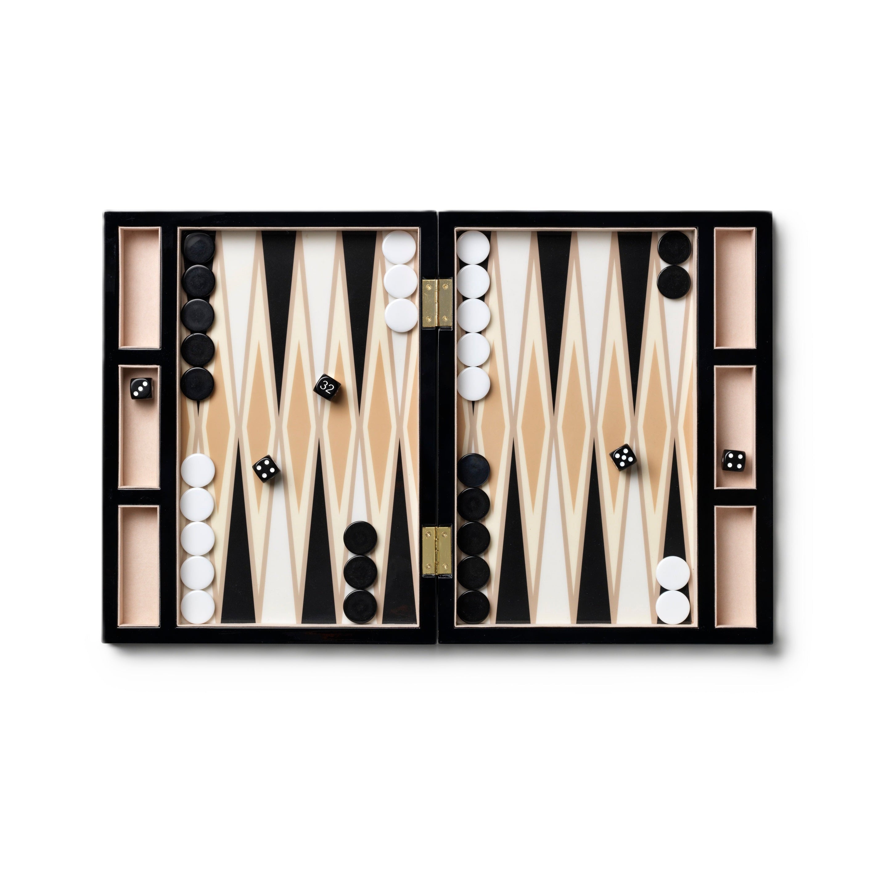 Backgammon-Spielset LACQUERED BACKGAMMON schwarz mit weiß