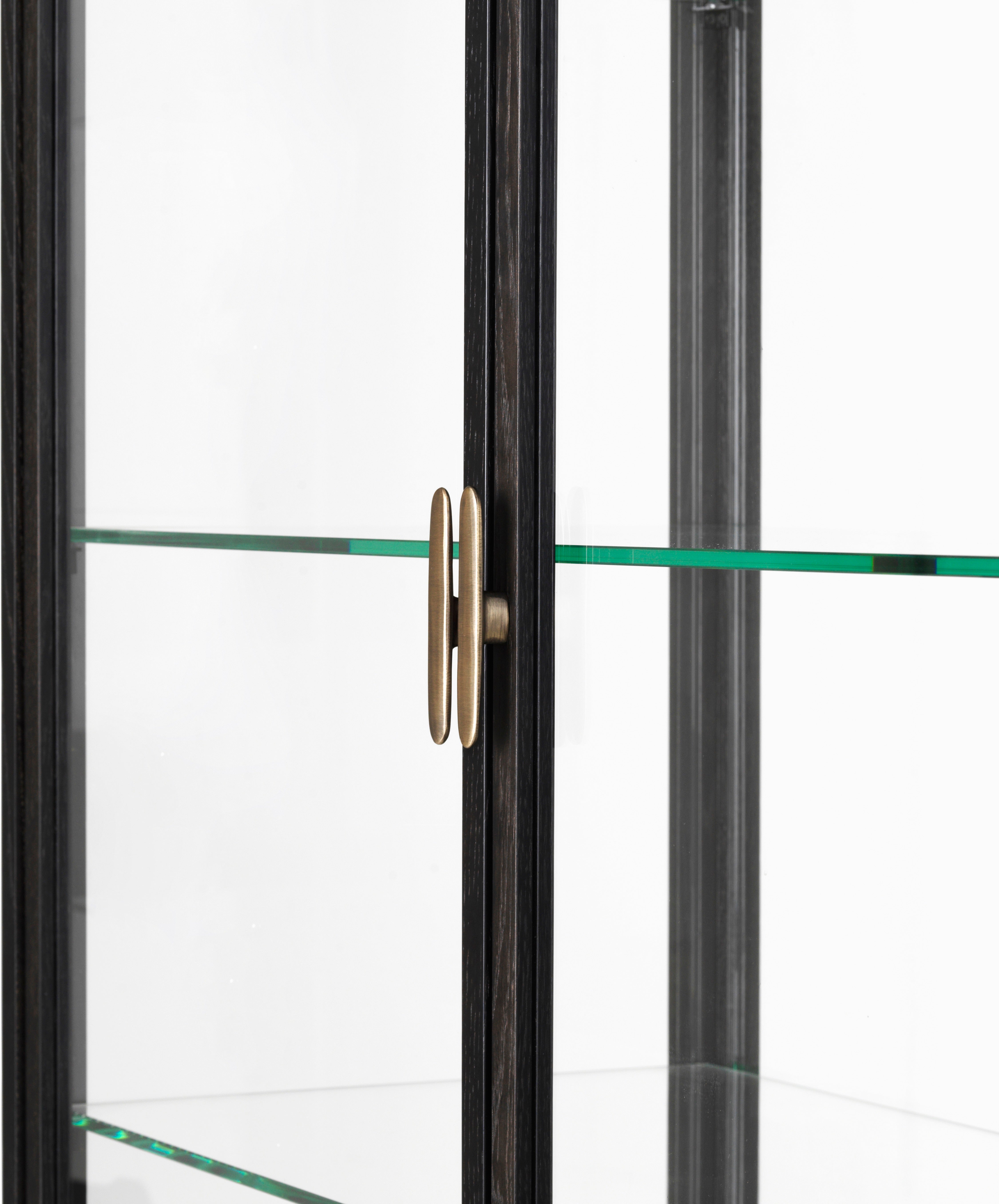 Glass display cabinet PRIVATE black oak veneer