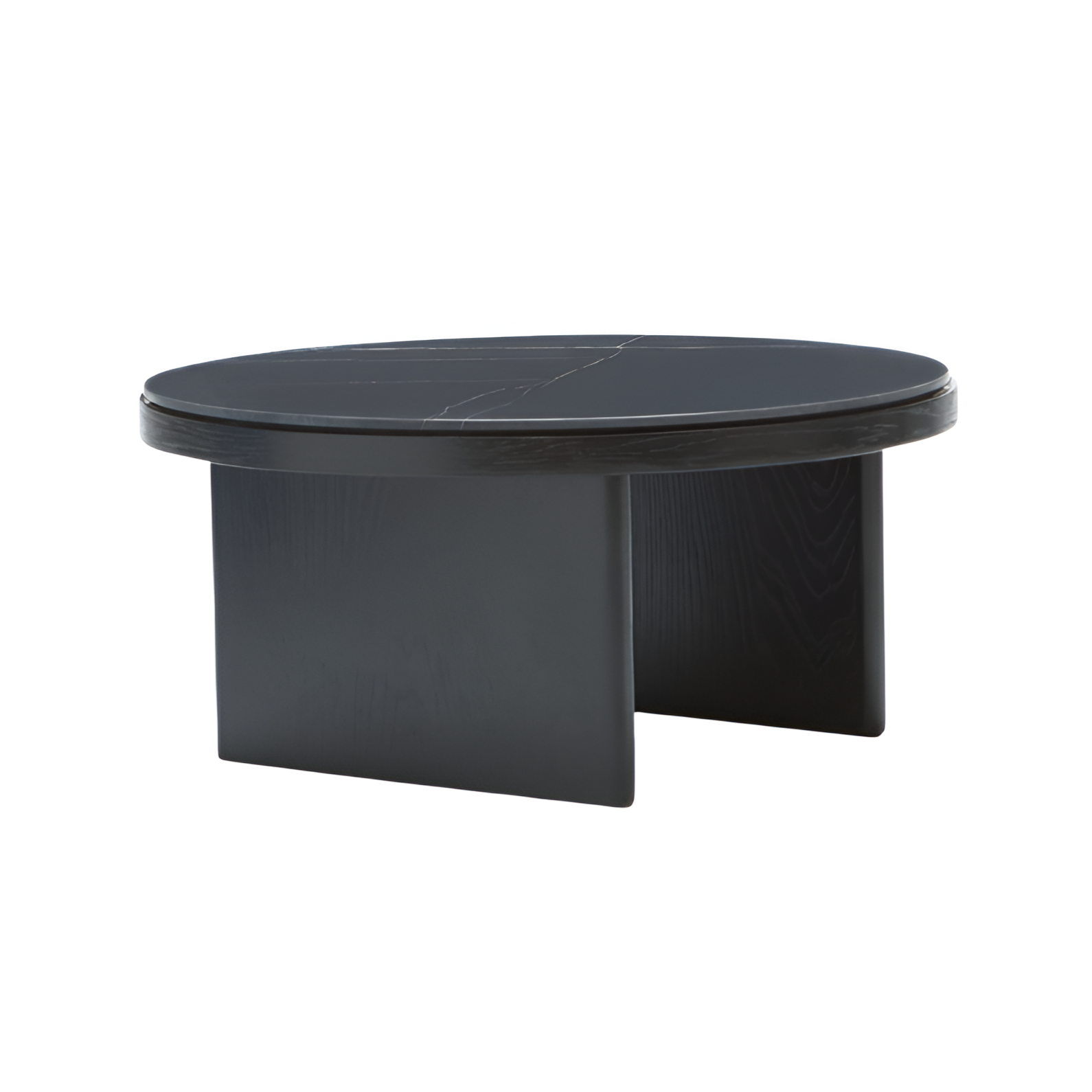Couchtisch ANZA schwarz Eichenfurnier mit schwarzem Marmor