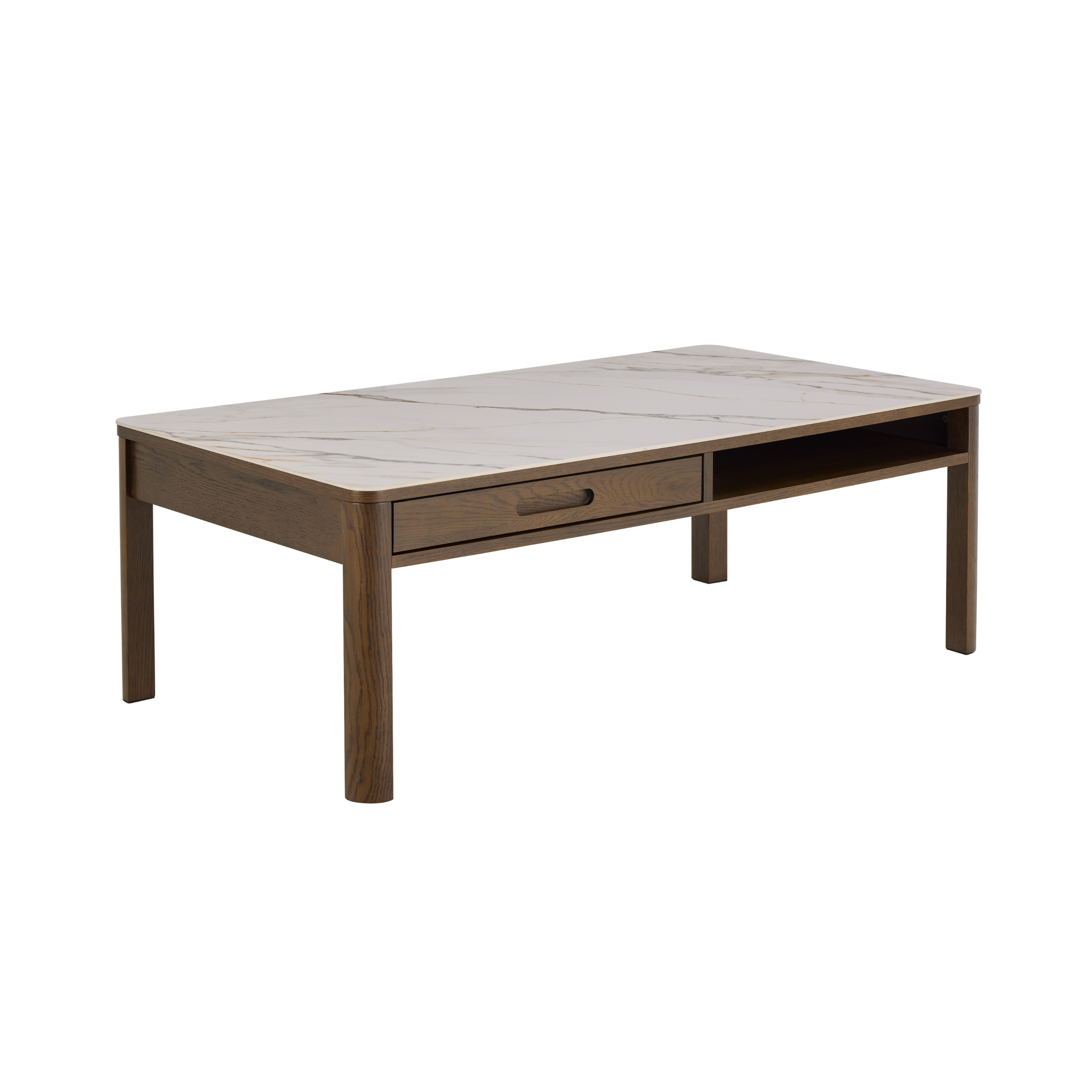 Couchtisch mit Schublade SOUTHAMPTON Eichenfurnier mit Keramikplatte