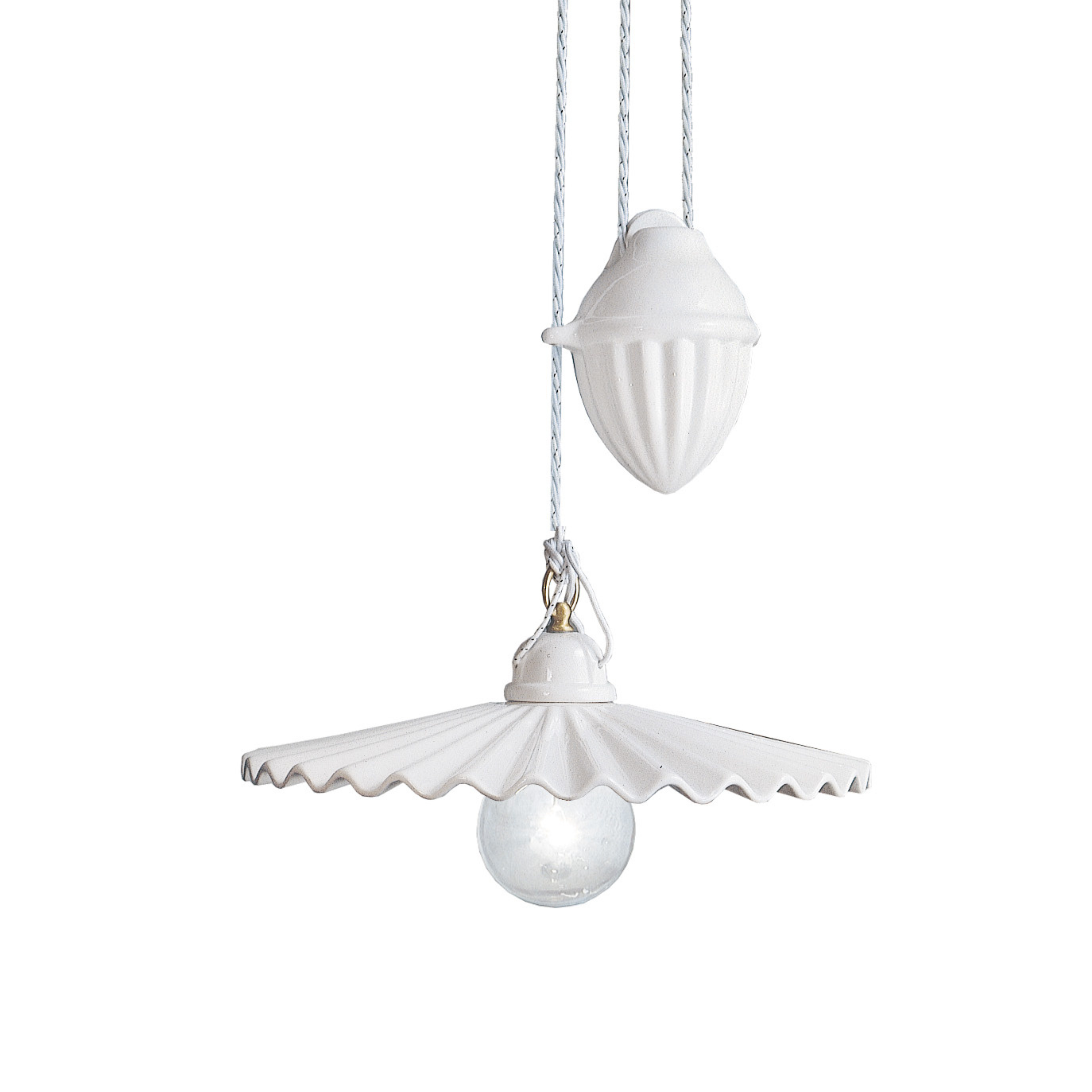 L’AQUILA white ceramic chandelier with brass finish