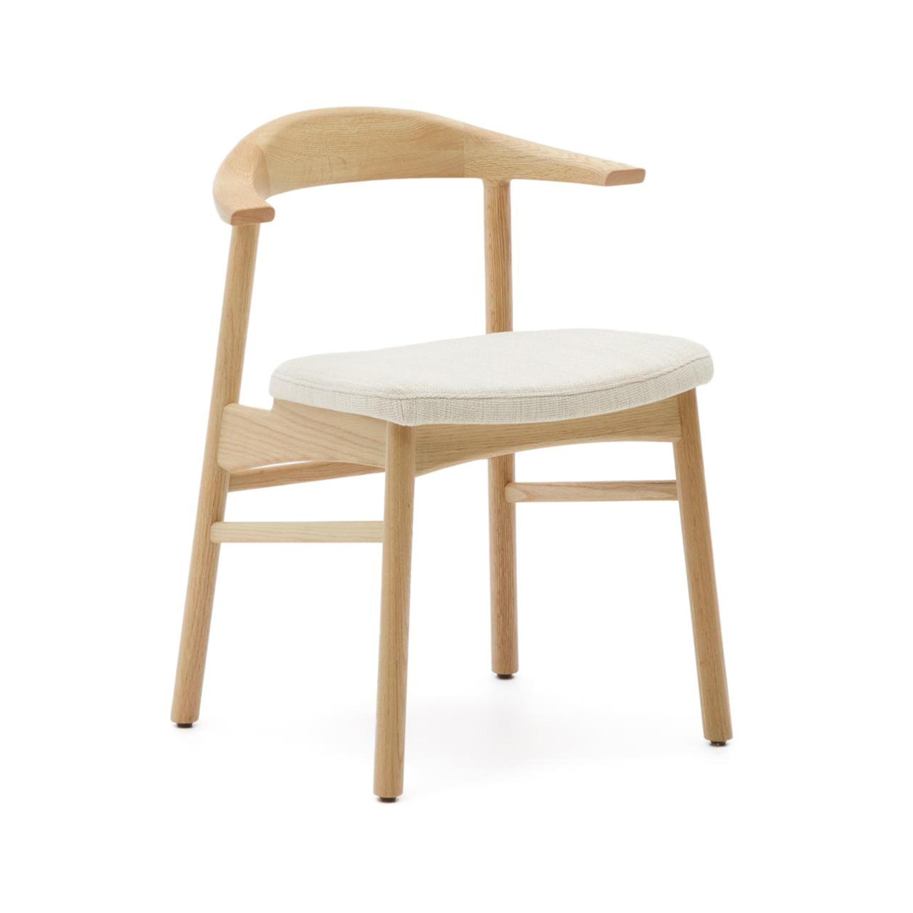 TIMONS chair in beige chenille with an oak base