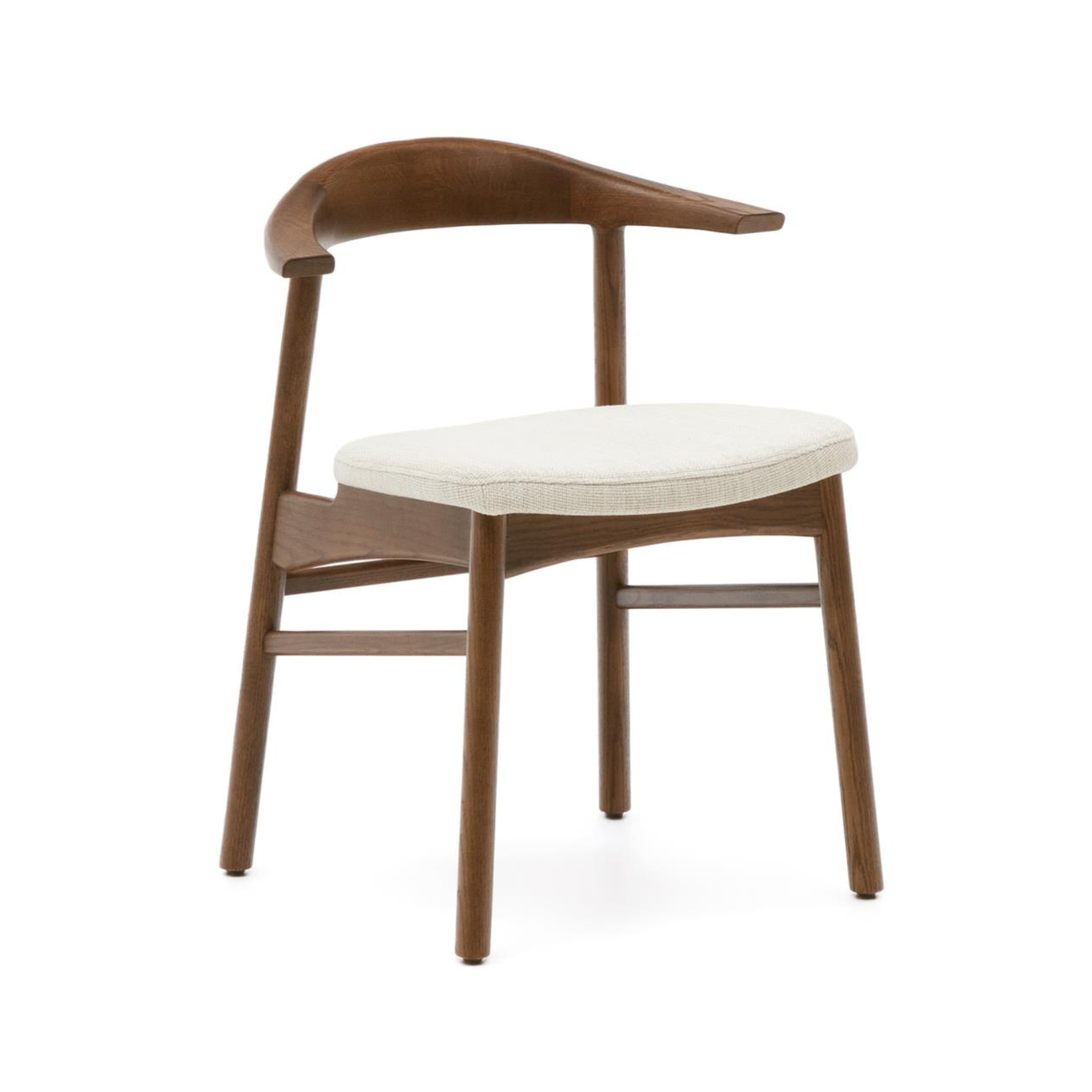 TIMONS chair in beige chenille with a dark oak base