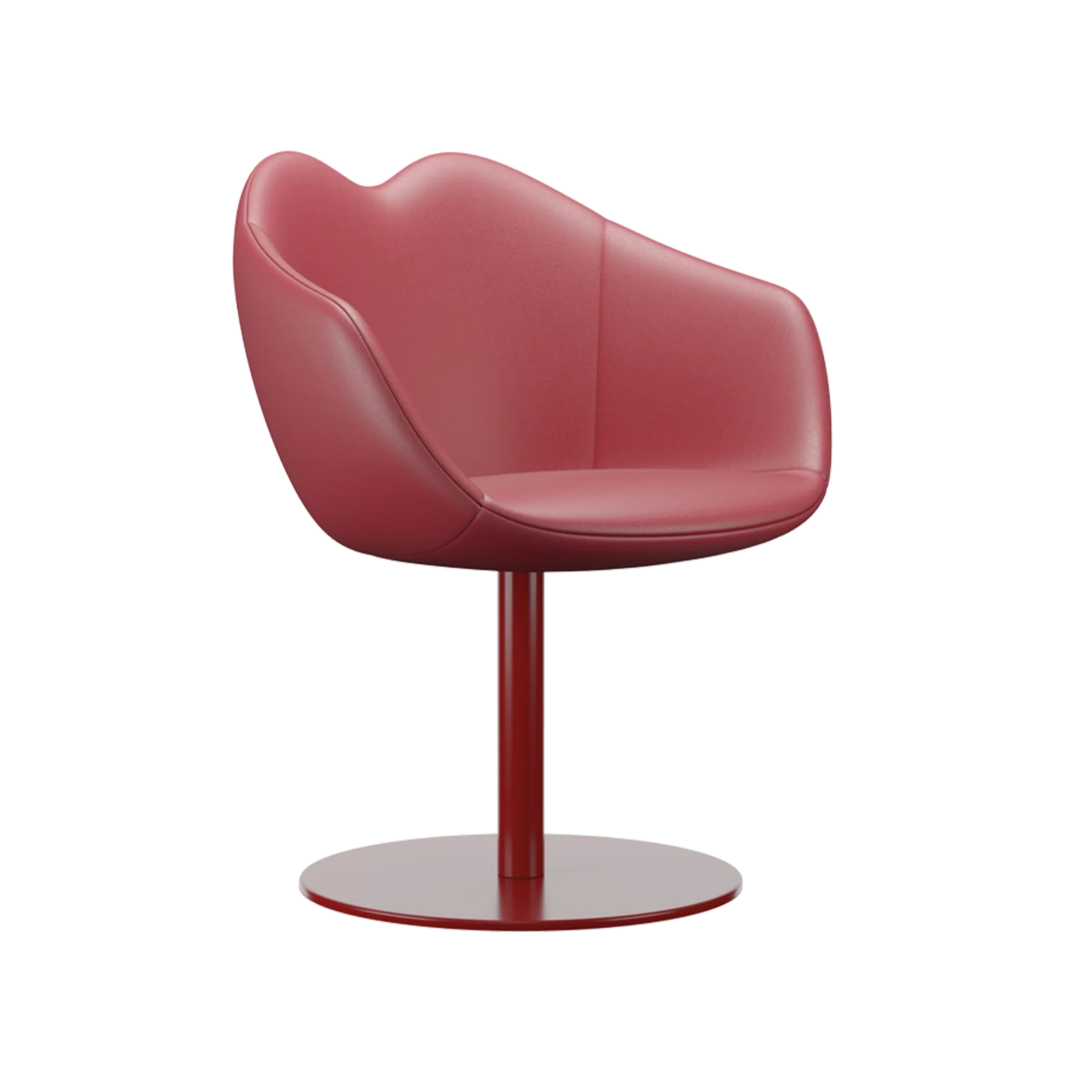 Roter Lederstuhl XOXO mit runder Basis