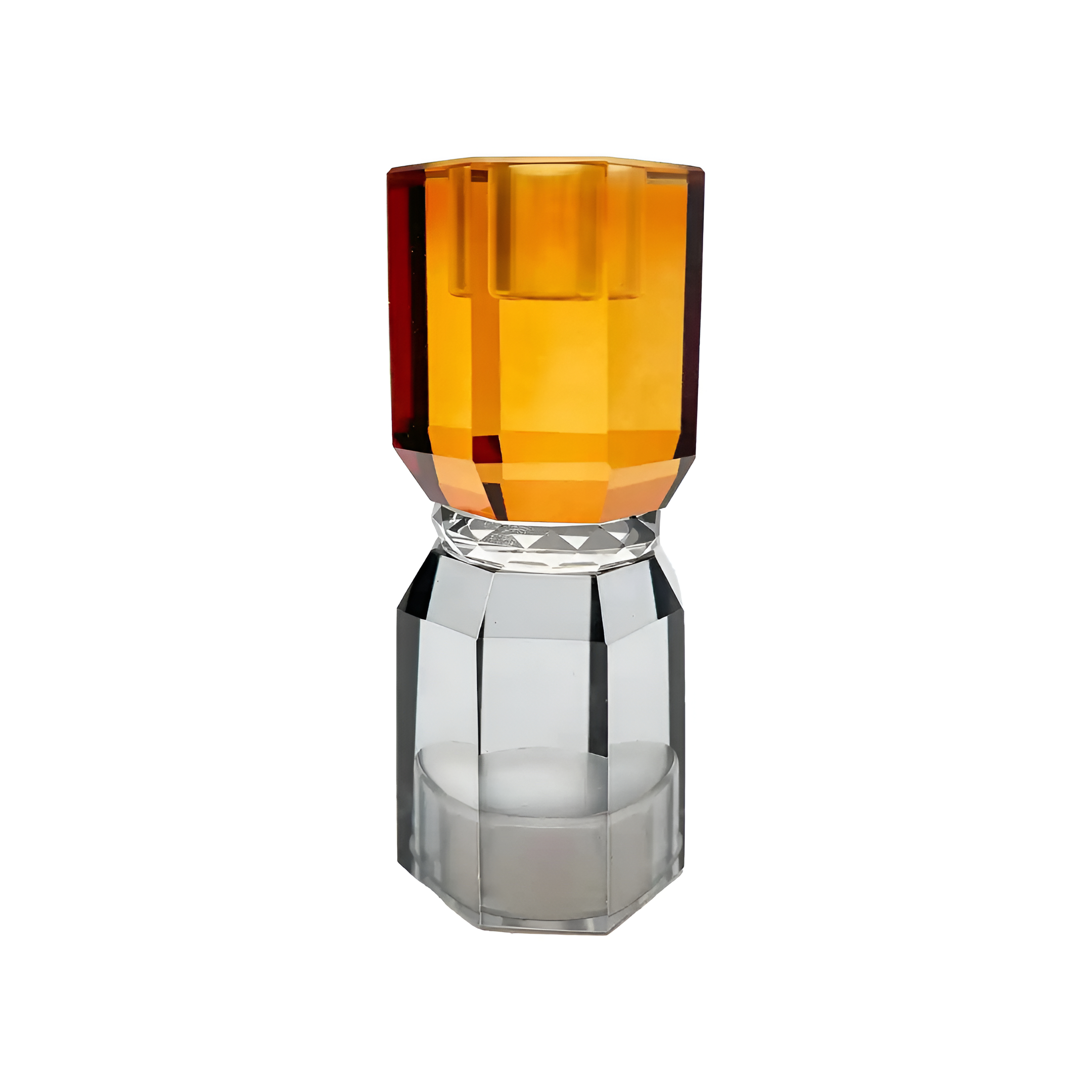 THYRA gray glass candlestick with amber