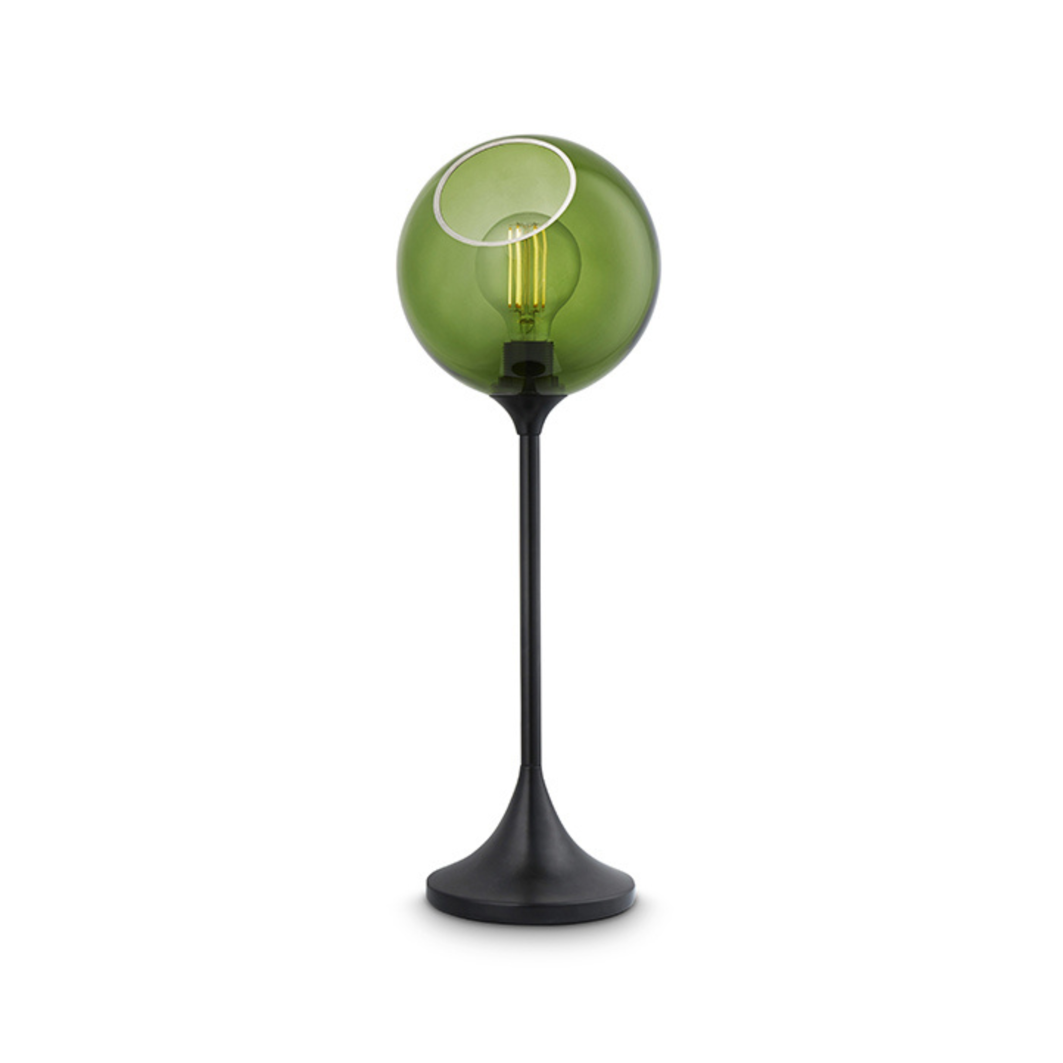 Tischlampe BALLROOM dunkelgrün mit schwarzem Fuß