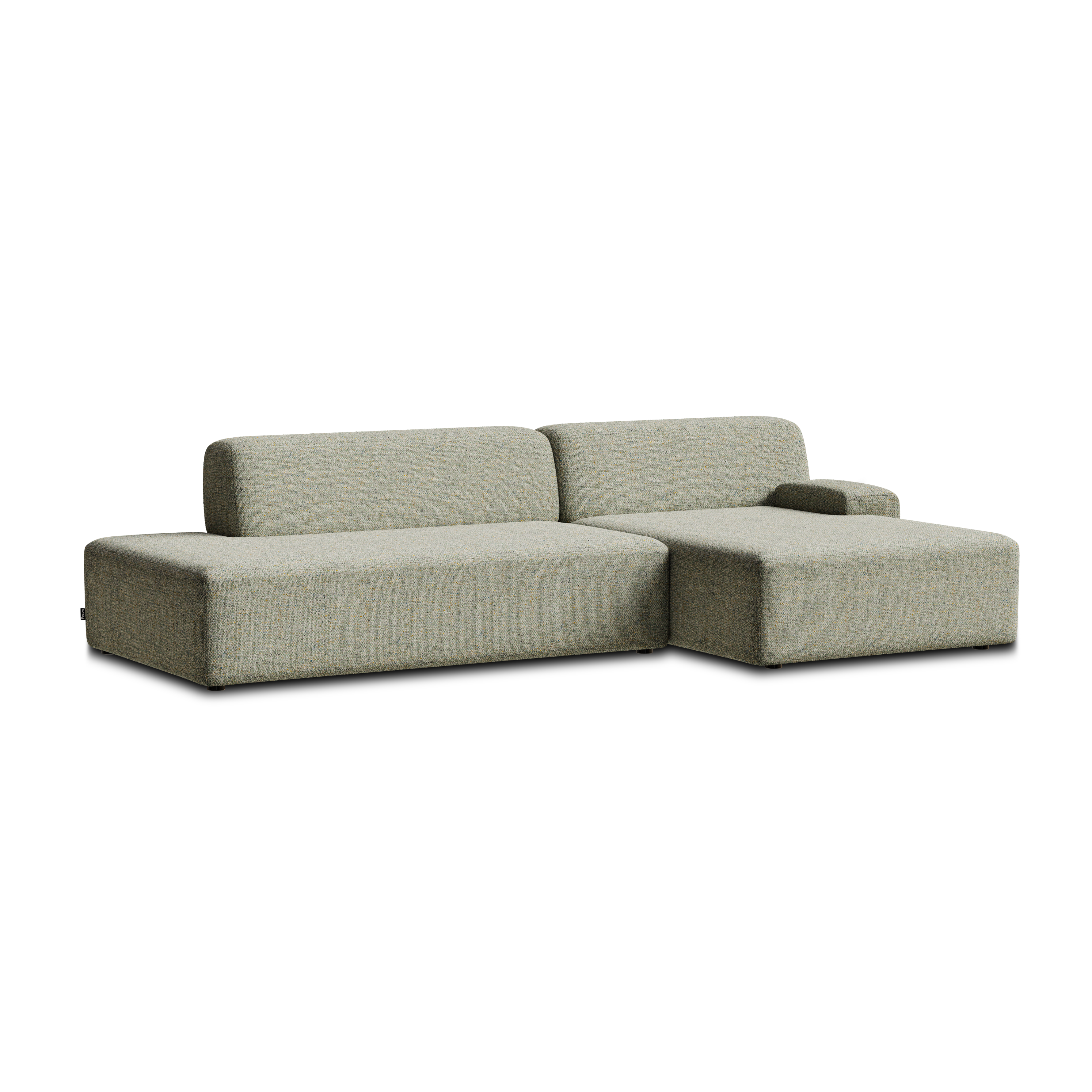 Open right-sided modular corner sofa UMI light green