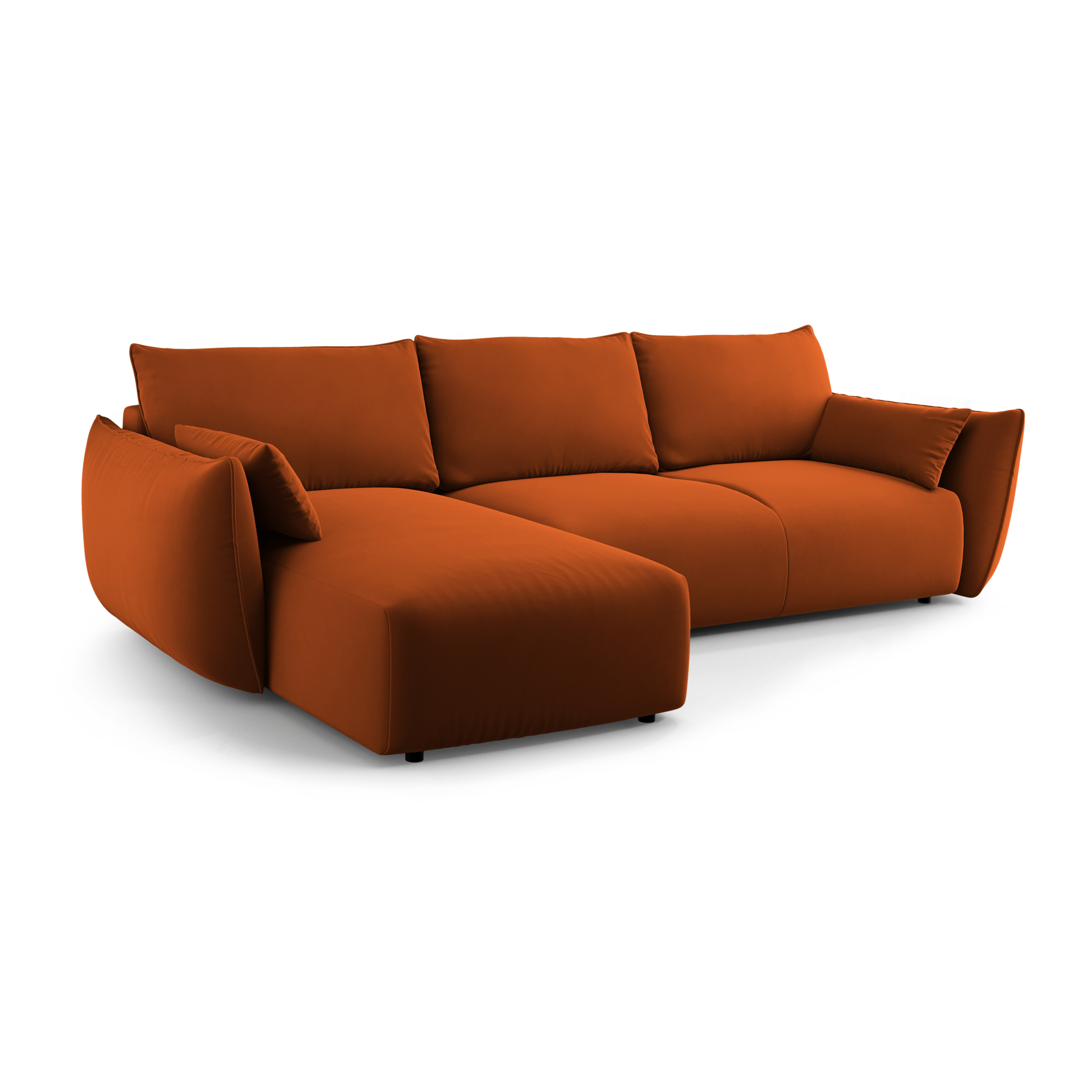 Left-facing velvet corner sofa with sleeping function MATERA brick