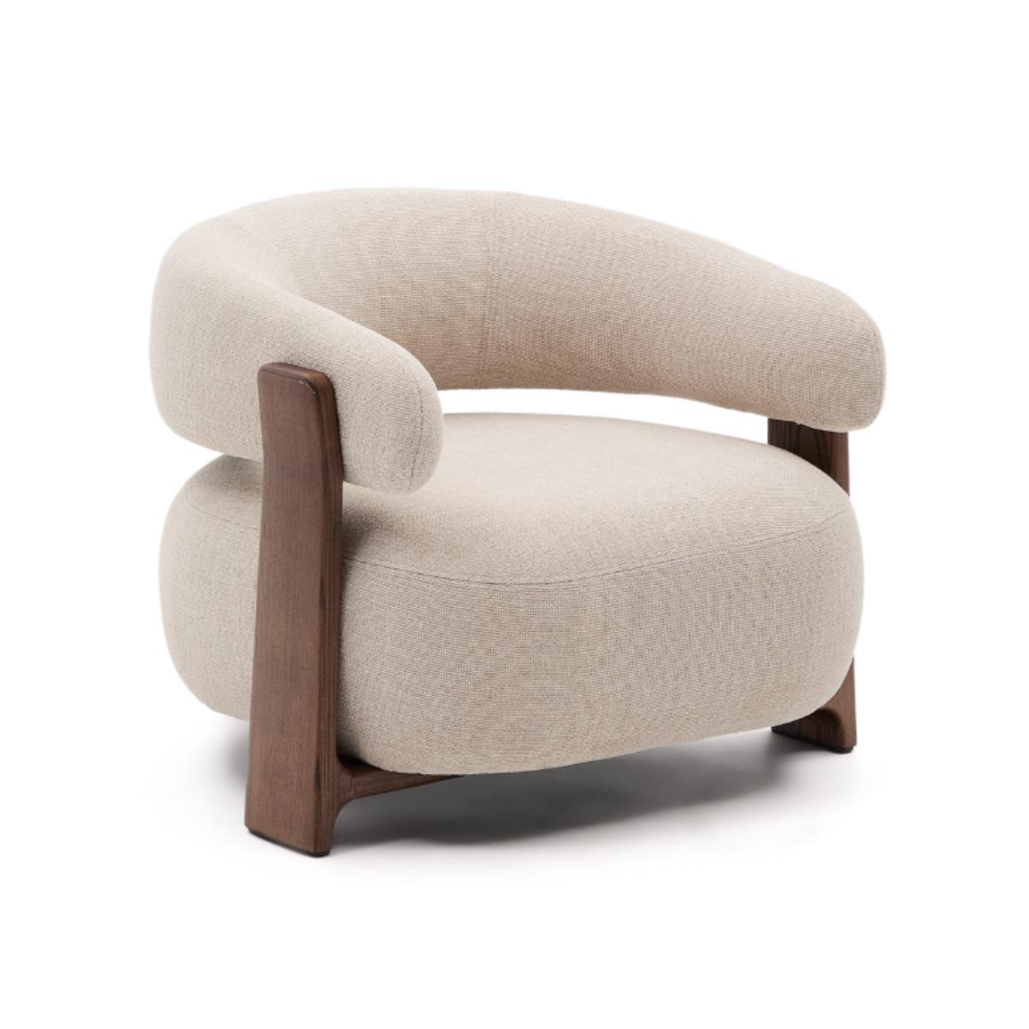 Sessel GRANITE beige Chenille mit dunklem Eschenfuß