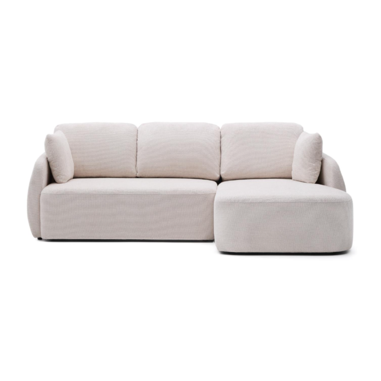 Right-sided corner sofa bed for 3 people LAIRA ecru
