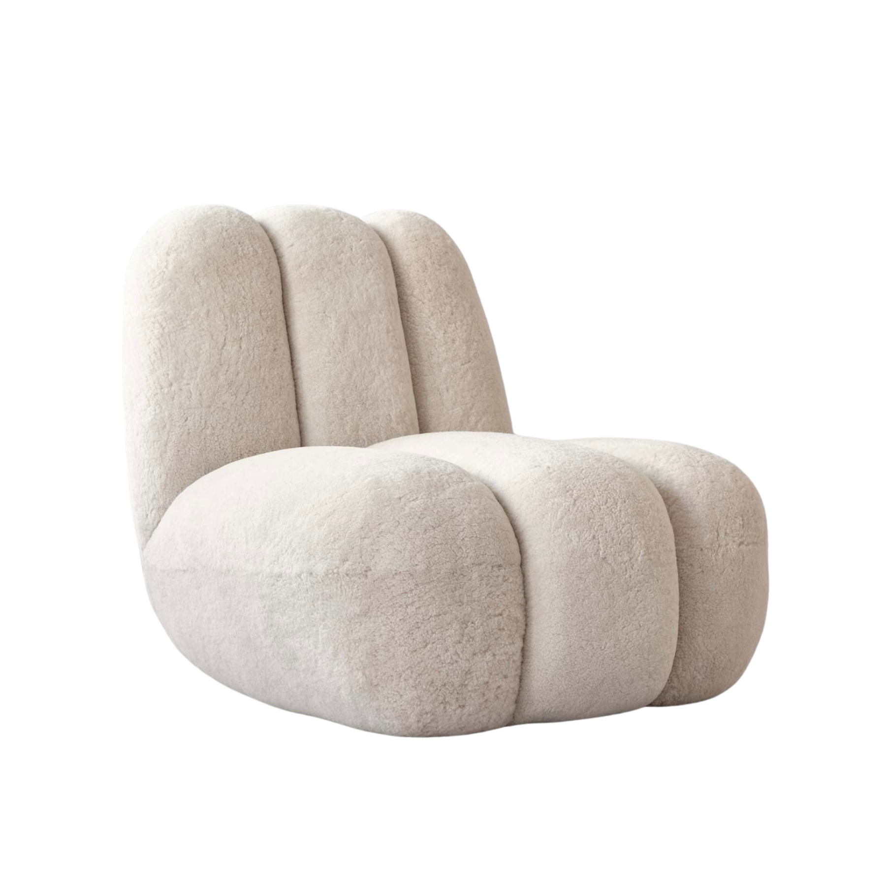 Sessel TOE aus cremefarbenem Stoff mit Schaffell