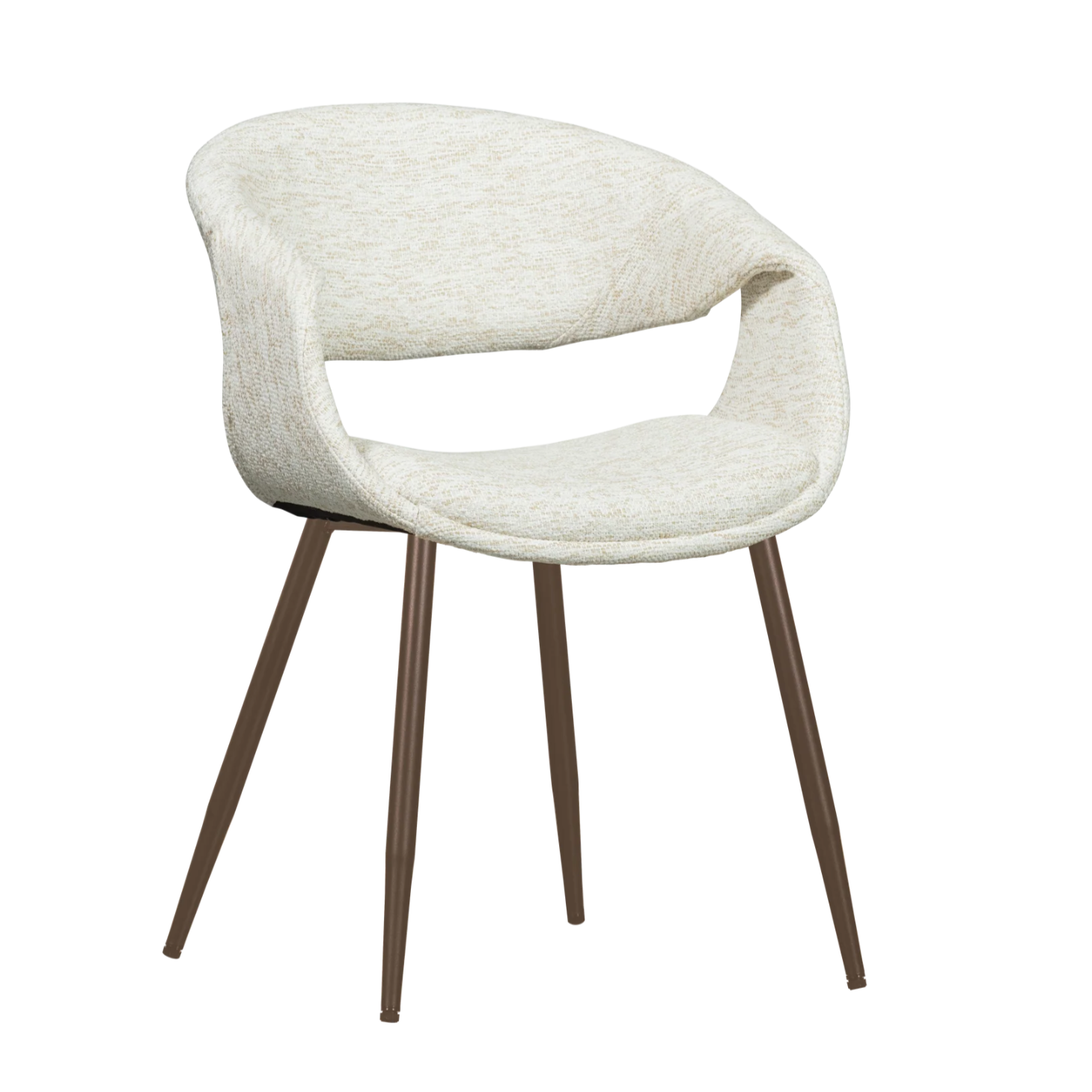 YOSSI Armchair in White with Brown Metal Base