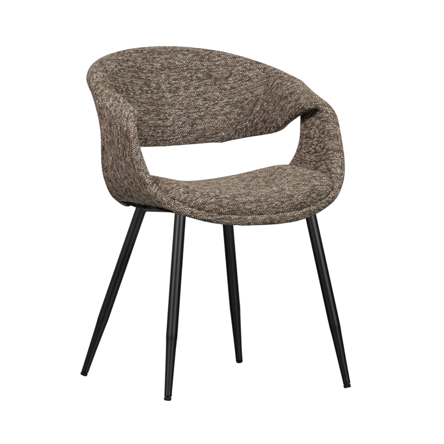 YOSSI Armchair in Dark Brown with Black Metal Base