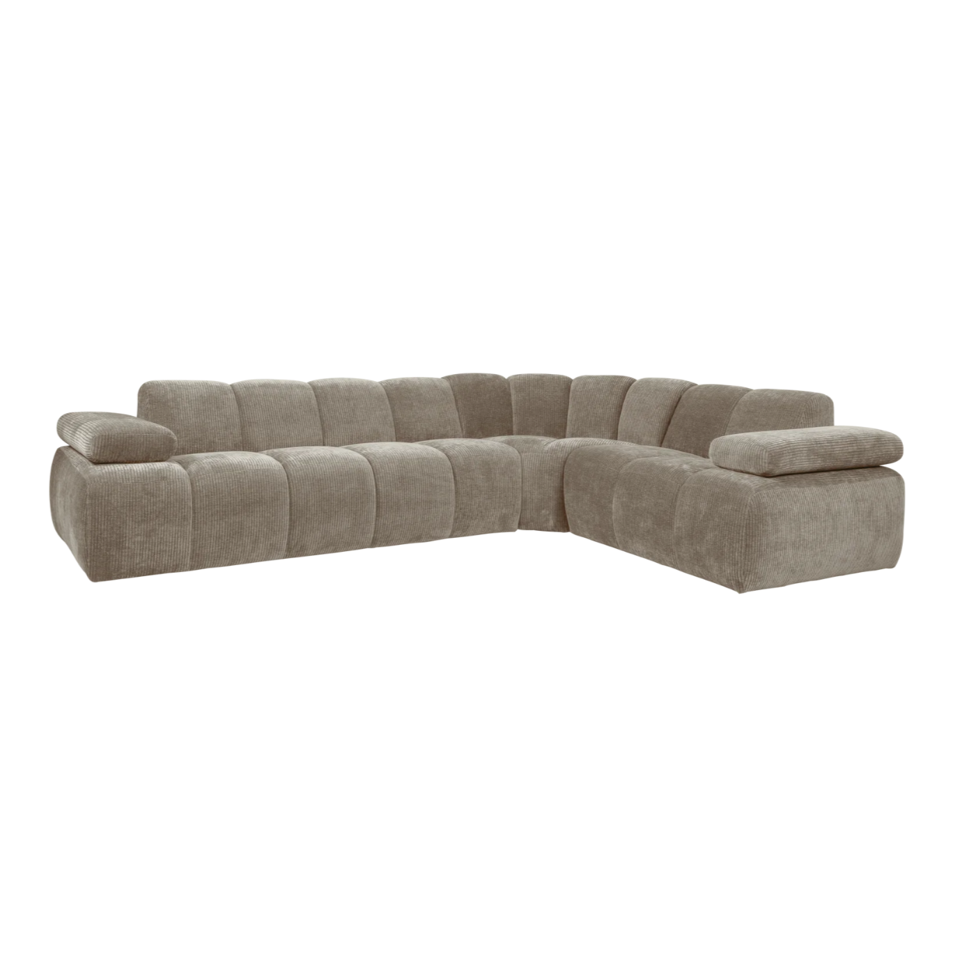 Right-facing modular corner sofa for 6 people MOJO in dark sandy corduroy