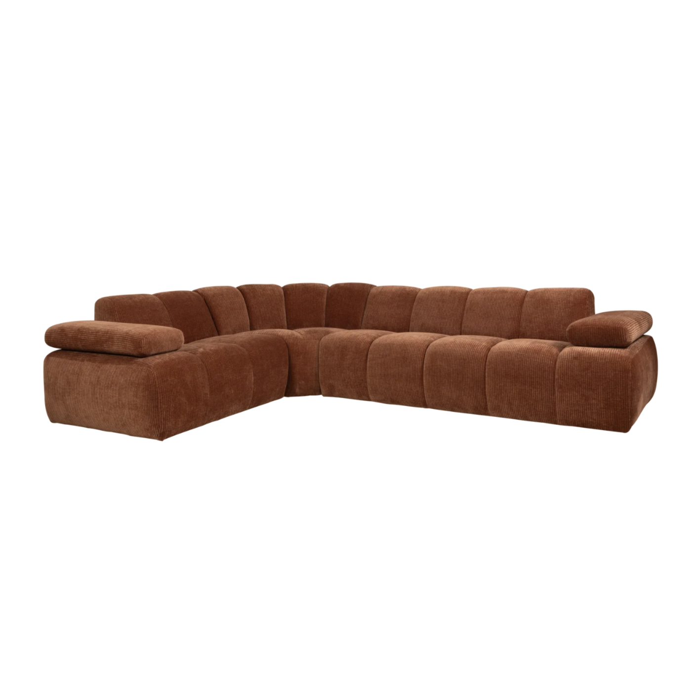 Left-facing modular sofa for 6 people MOJO rust brown corduroy