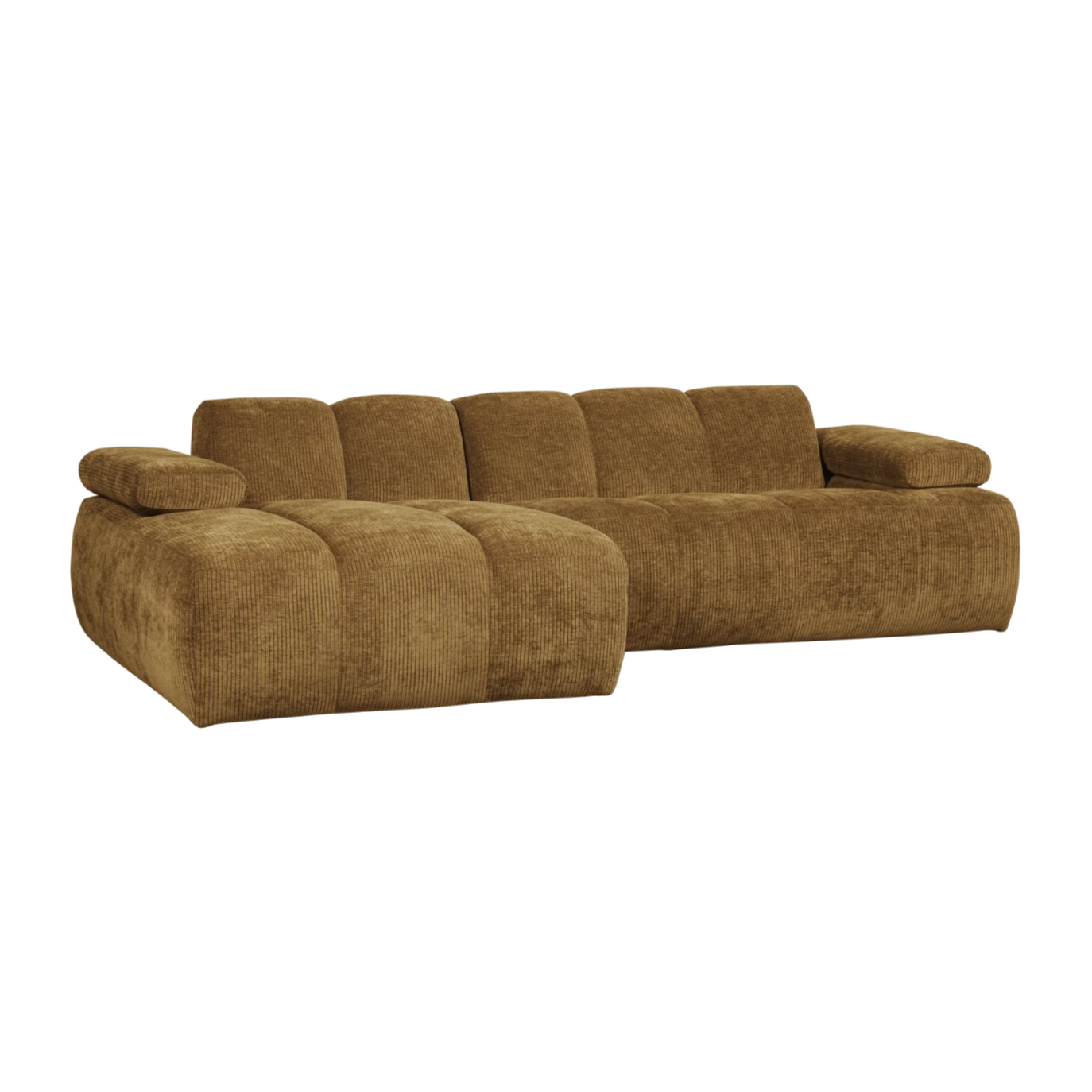 Left-facing modular corner sofa MOJO in dark honey corduroy