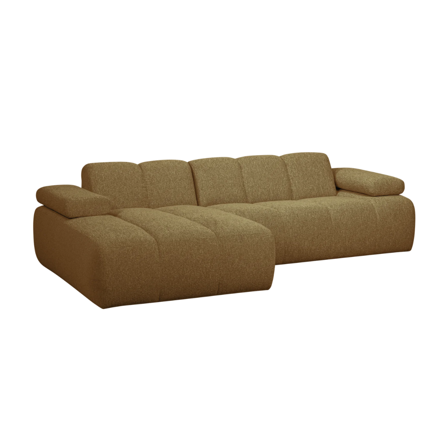 Left-facing modular corner sofa MOJO in dark honey bouclé