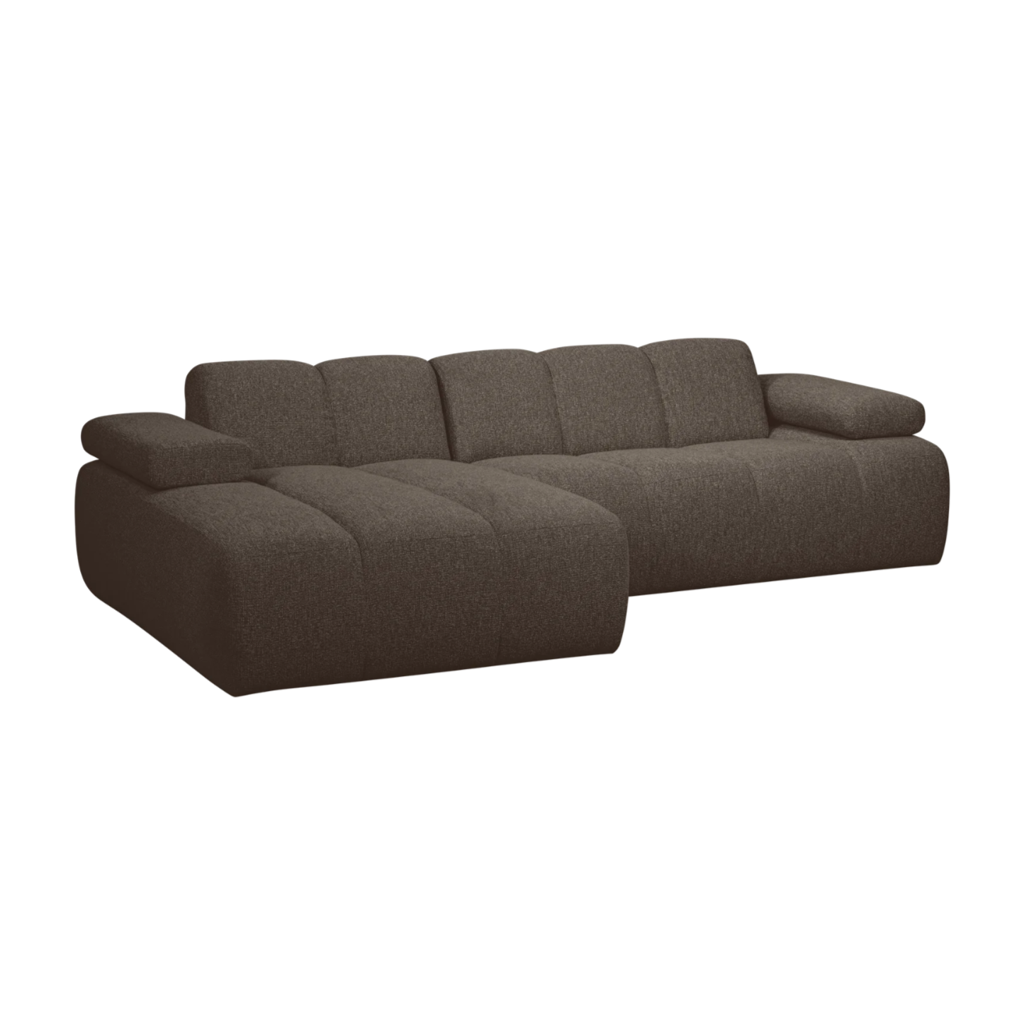 Left-facing modular corner sofa MOJO in dark brown bouclé