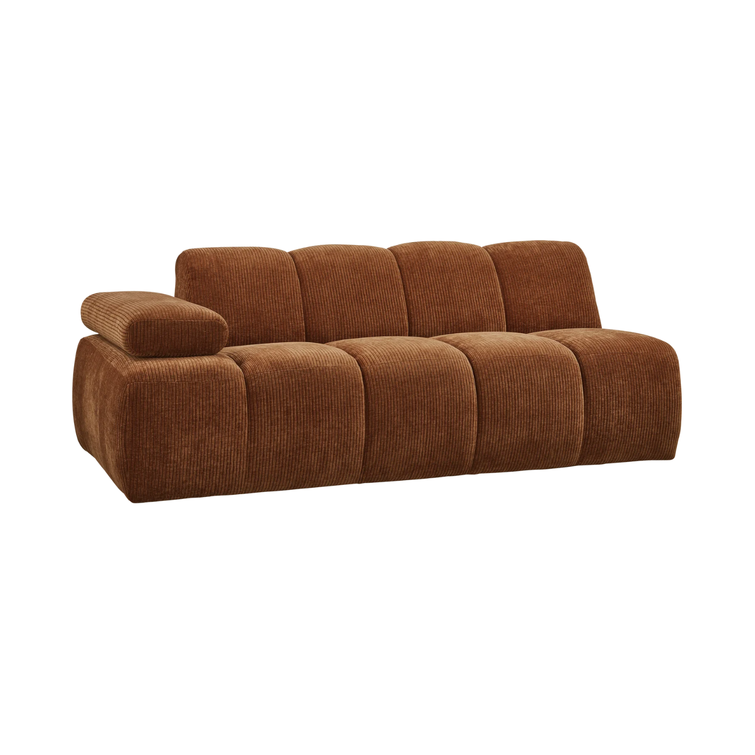 MOJO Modular Sofa - Left-Side Two-Seater in Rusty Brown Corduroy