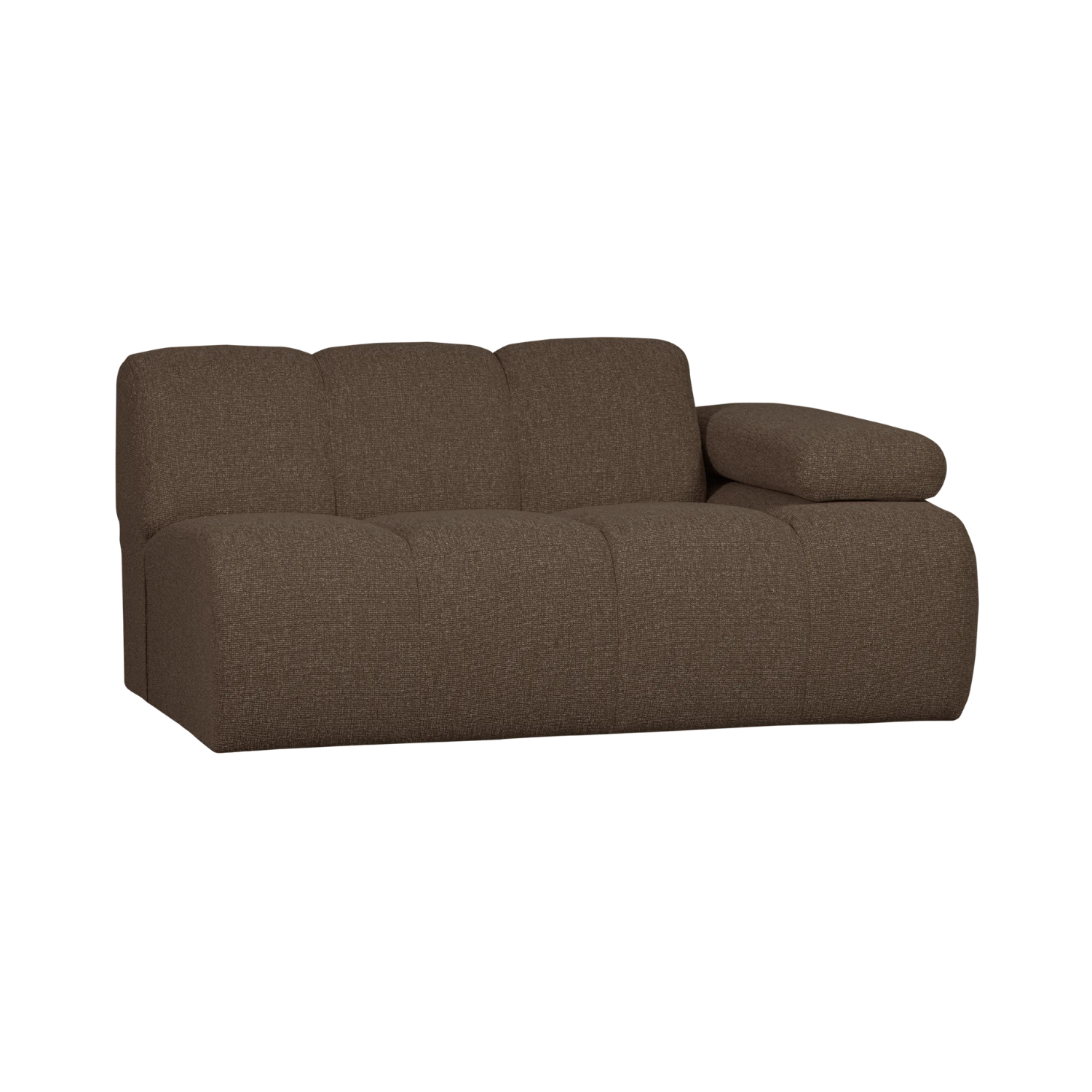 Modulares Sofa MOJO - 1,5-sitziges Element rechtsseitig in dunkelbraunem Bouclé