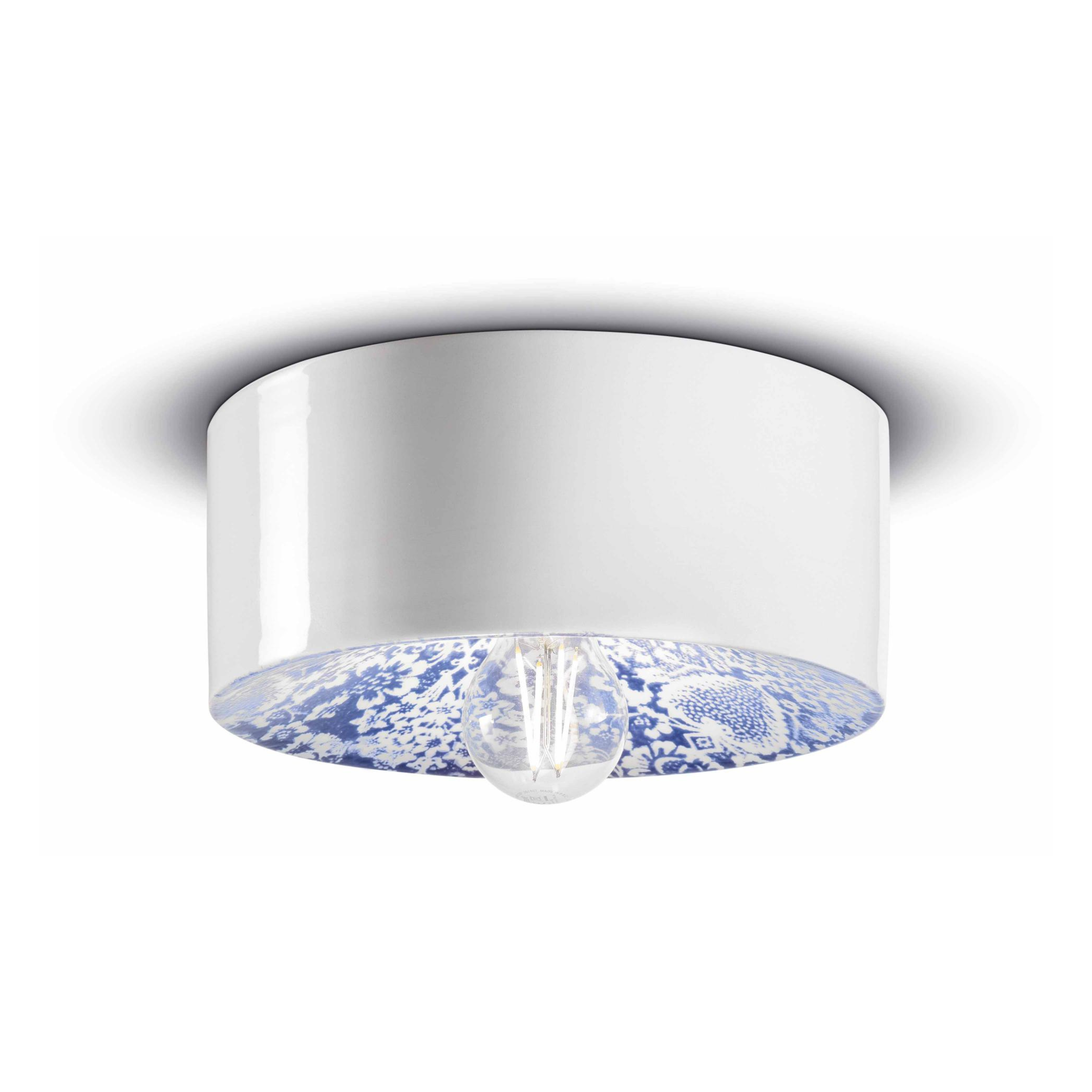 Ceramic wall lamp PI blue flowers