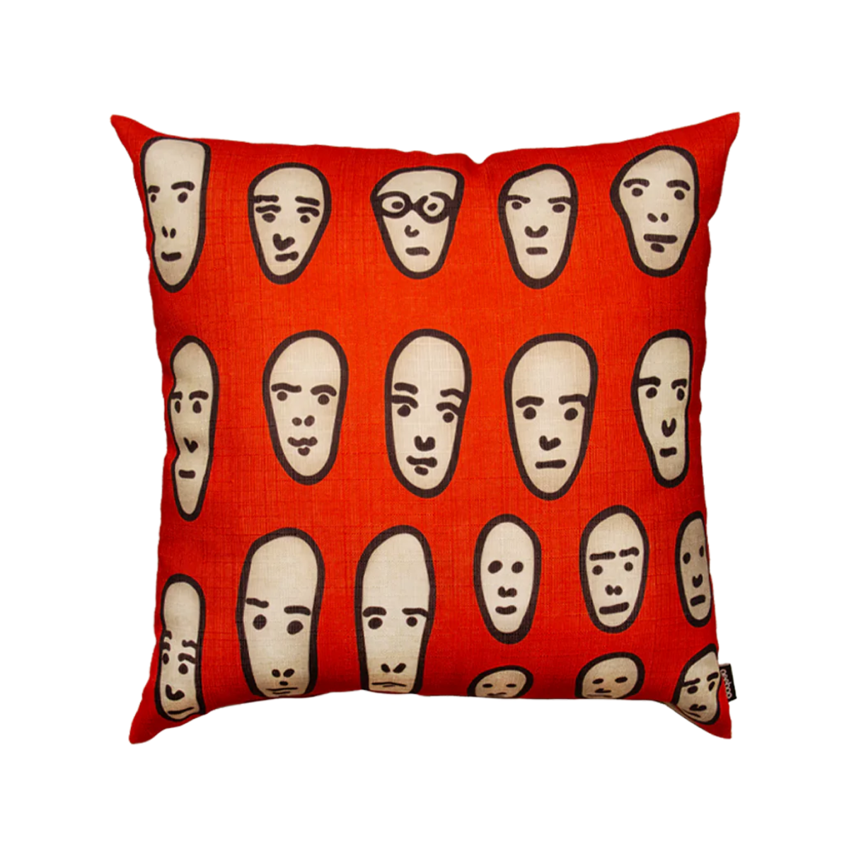 Double-sided cushion FACES ON RED red with beige