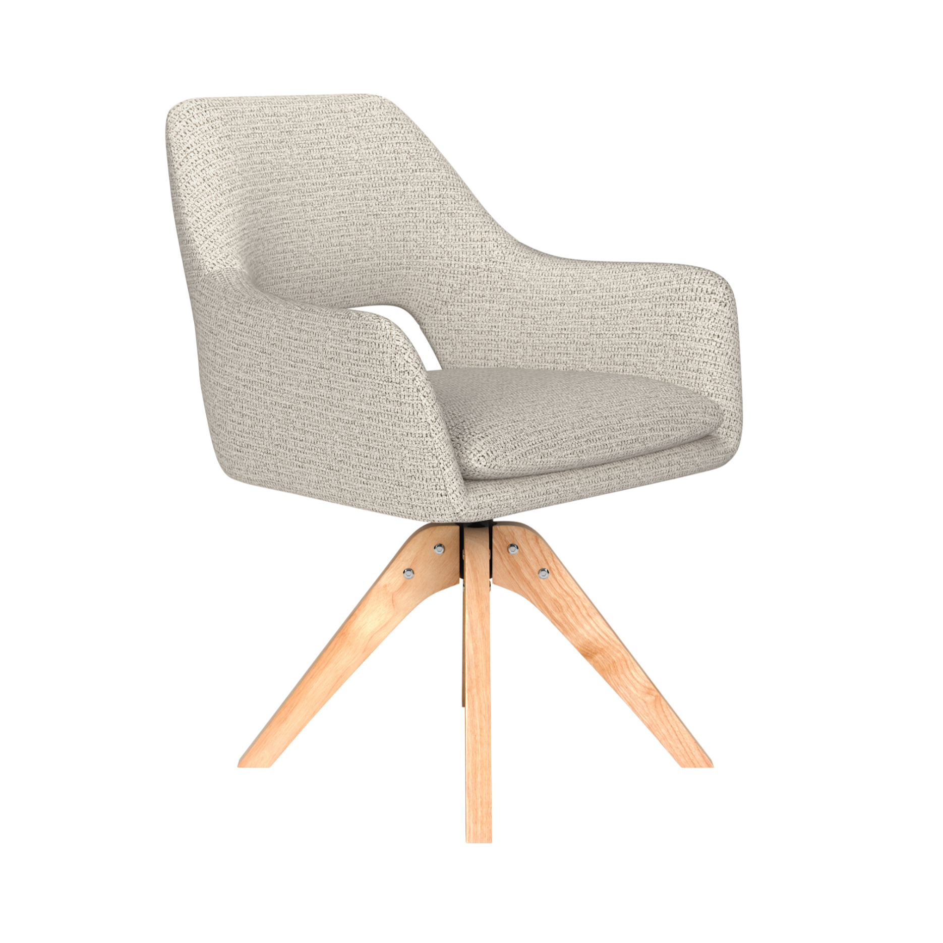 MOS white swivel chair with wooden base