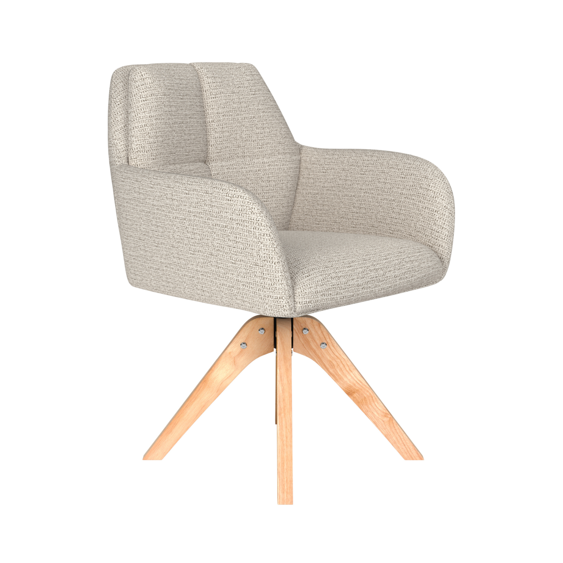 PETE swivel chair white mélange with wooden base