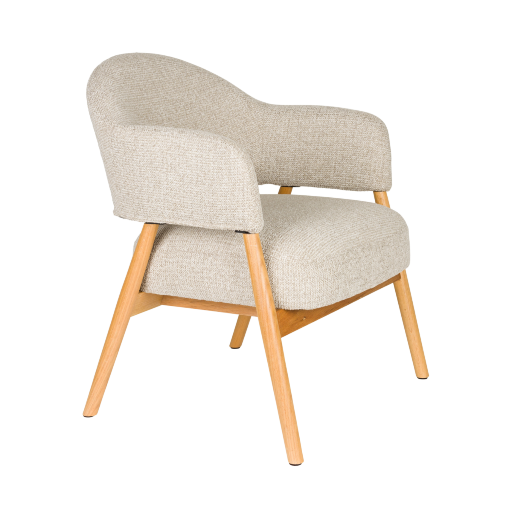 INDY beige armchair with wooden base