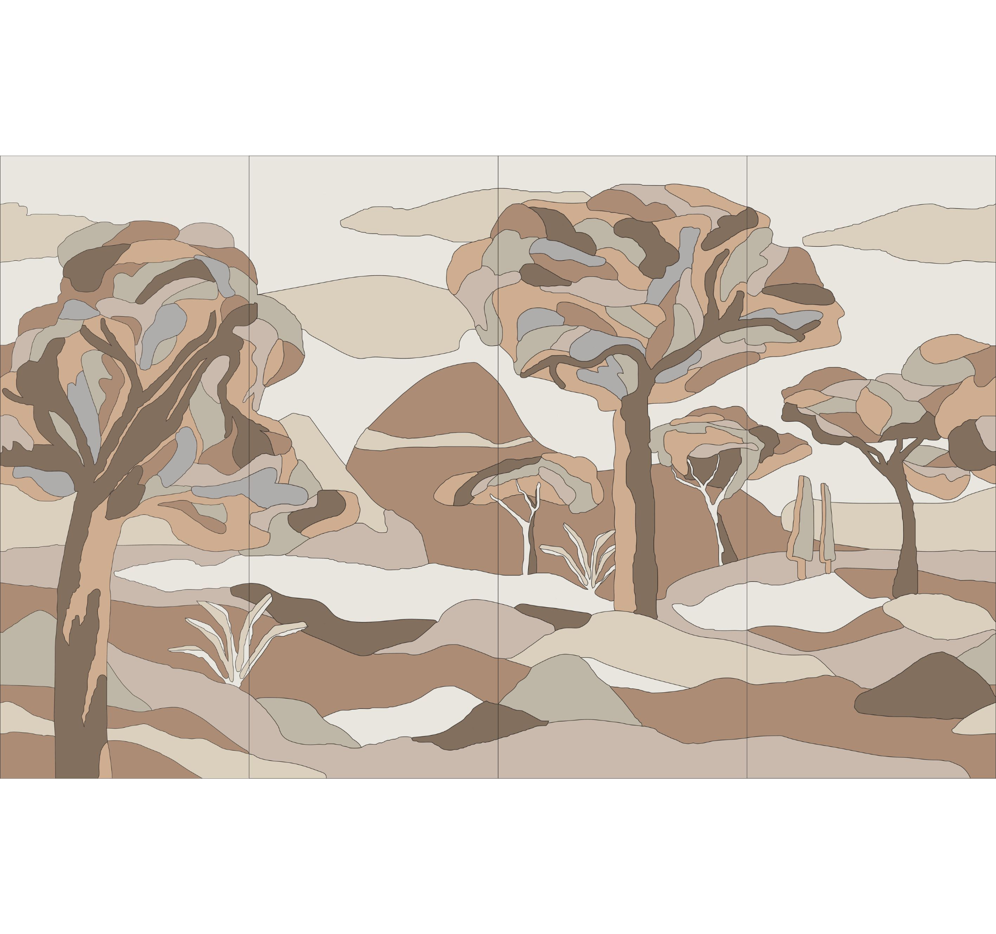 Mural for furnishing UNDER THE SYCAMORE TREE brown