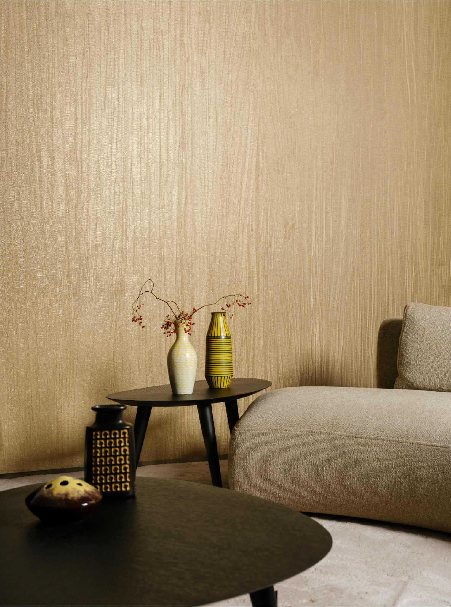 PRISTINE gray open weave textile wallpaper