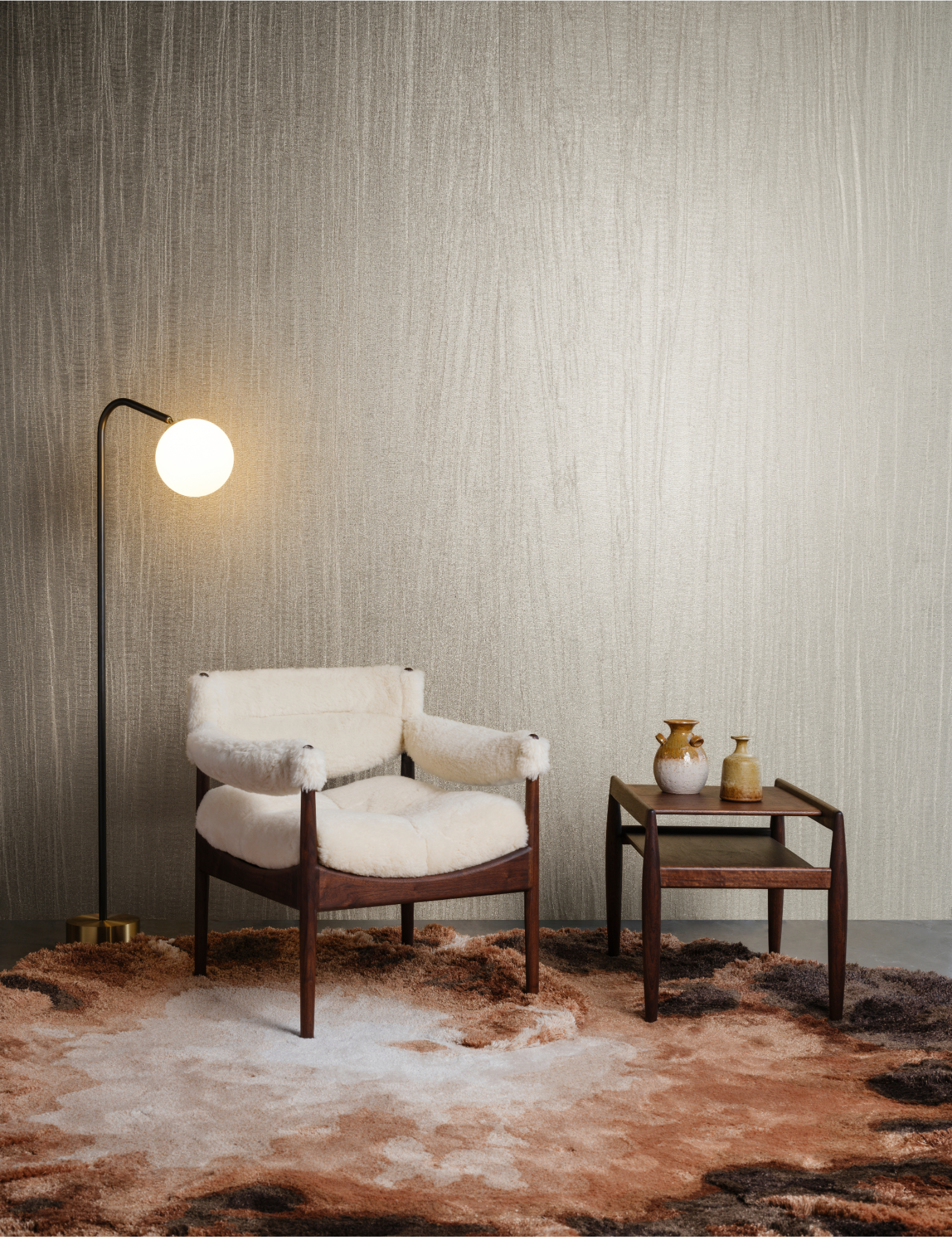 PRISTINE gray open weave textile wallpaper