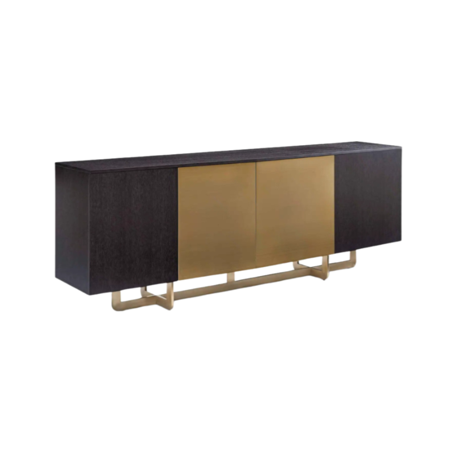 DAX black chest of drawers with brass finish