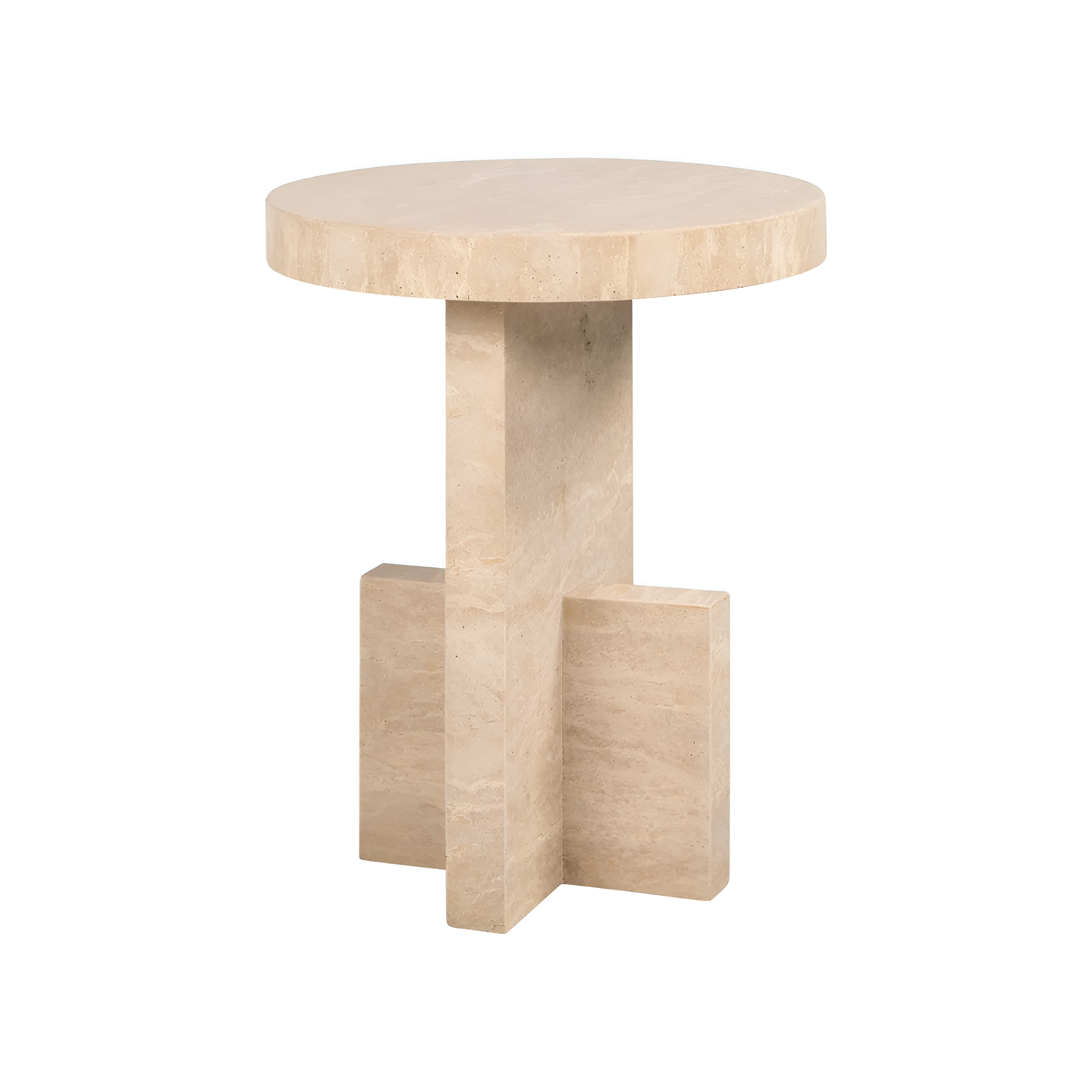 BILTMORE Beige Travertine Side Table