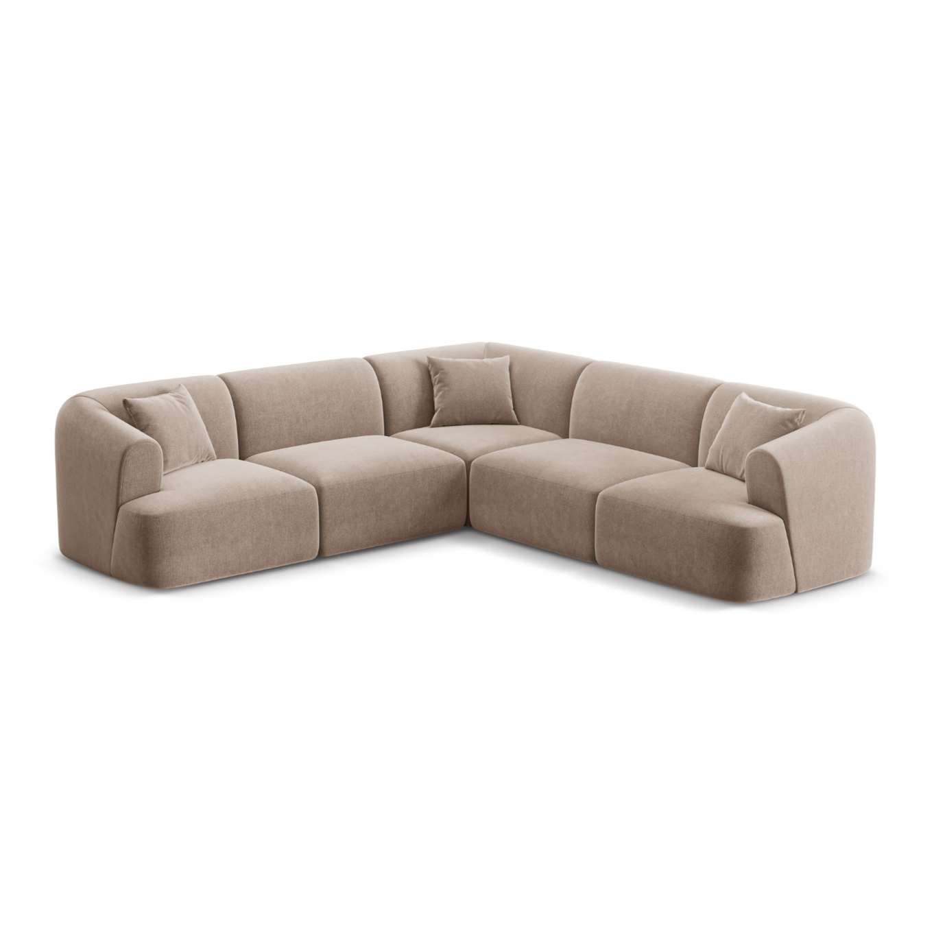 Symmetrical Velvet Corner Sofa for 4 People CAMPI Dark Beige