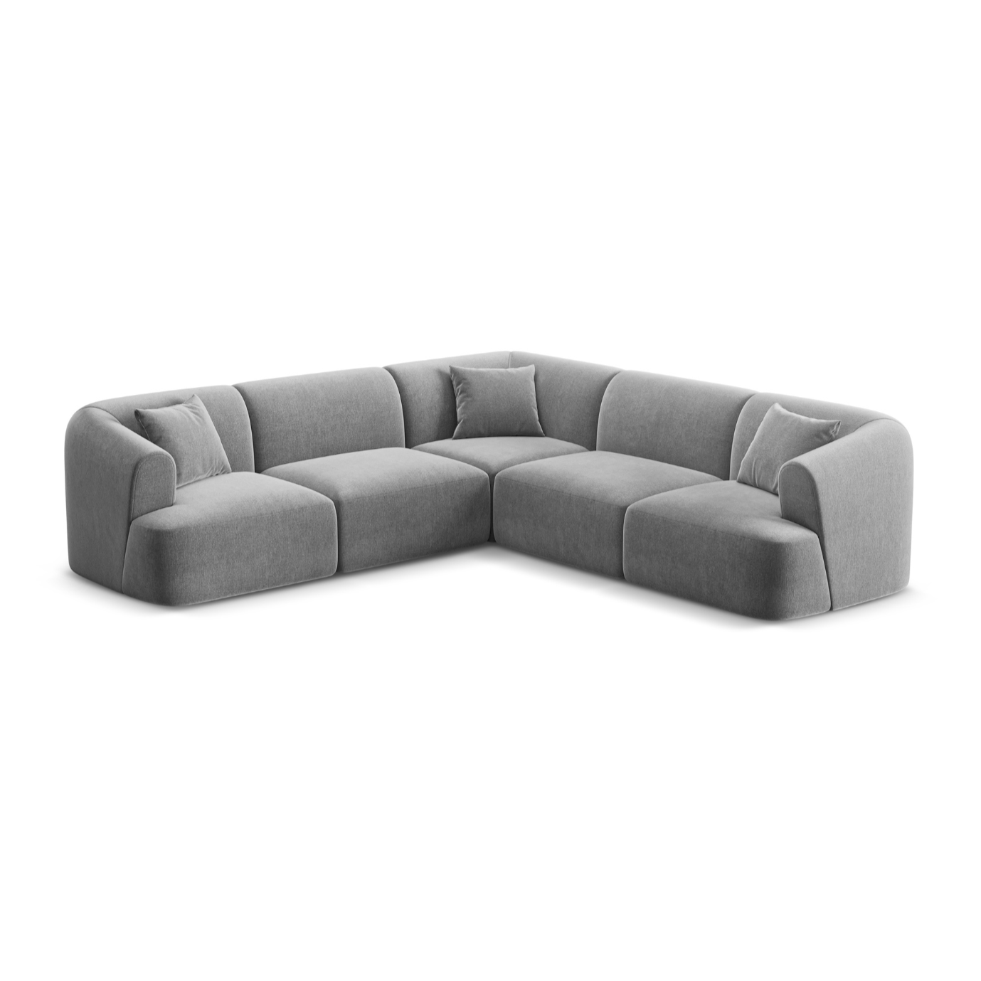 Symmetrical Velvet Corner Sofa for 4 People CAMPI Gray