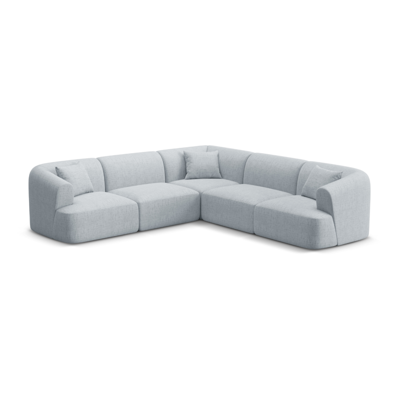 Symmetrische 4-Sitzer-Couch CAMPI hellgraues Chenille