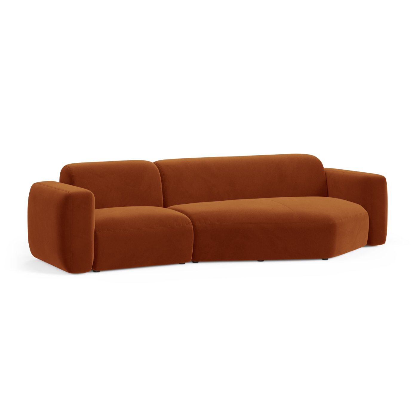 Samt-Ecksofa rechts STRINO Terrakotta