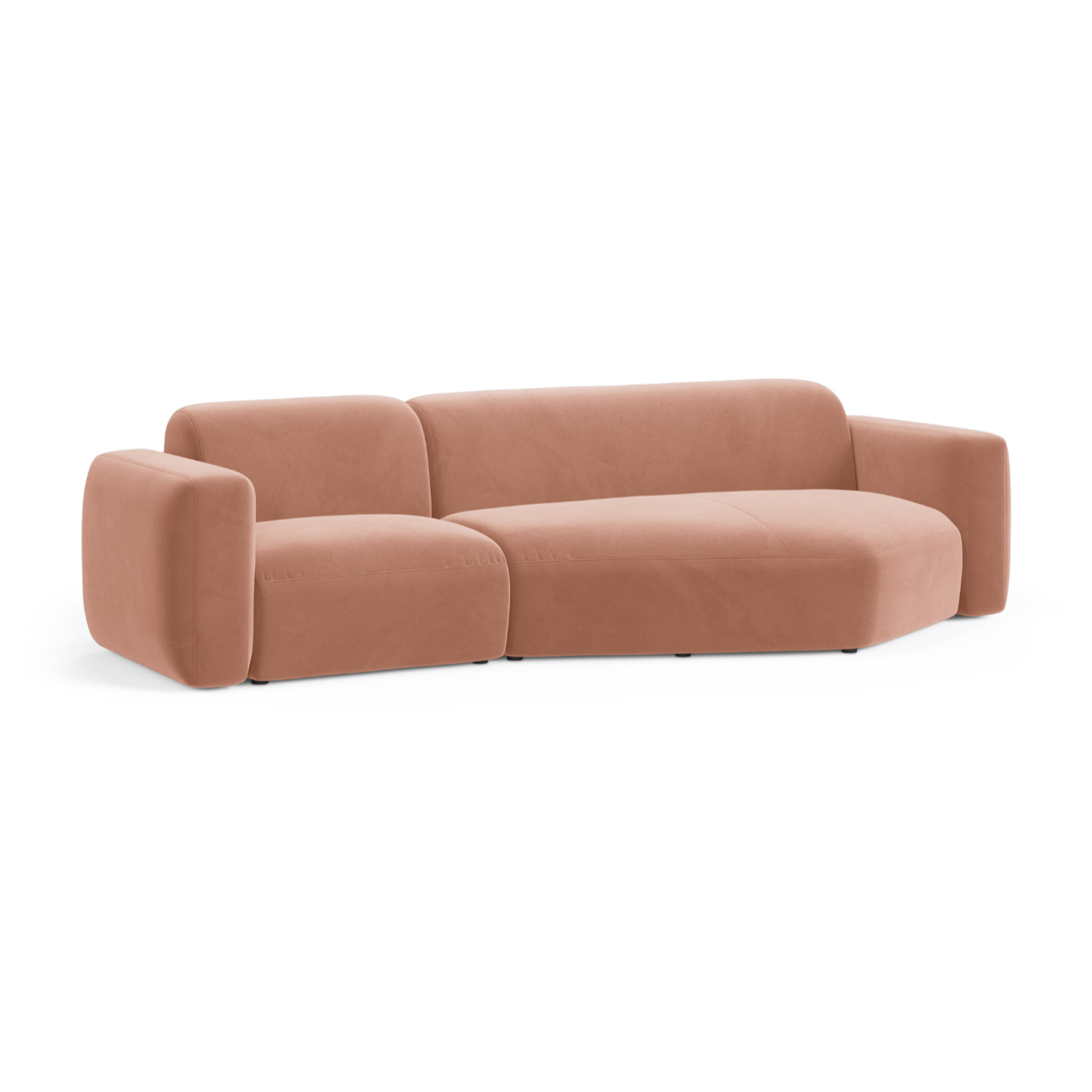 Samt-Ecksofa rechts STRINO rosa