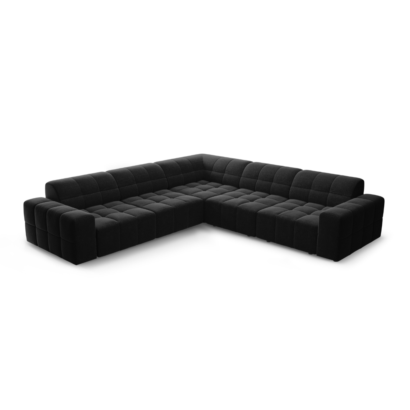 Symmetrische Eckcouch CHICAGO schwarzer Chenille