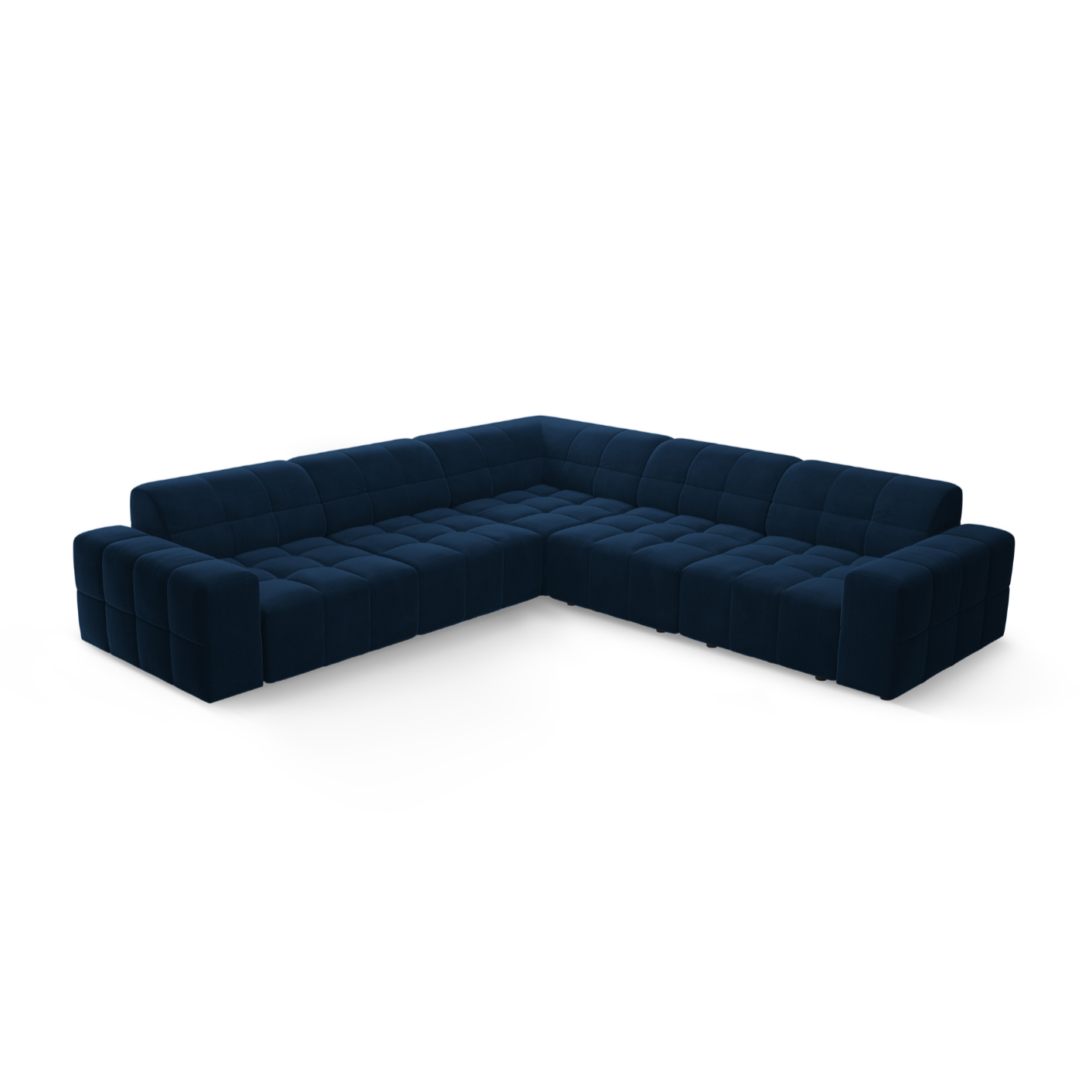 Samt-Ecksofa symmetrisch CHICAGO marineblau