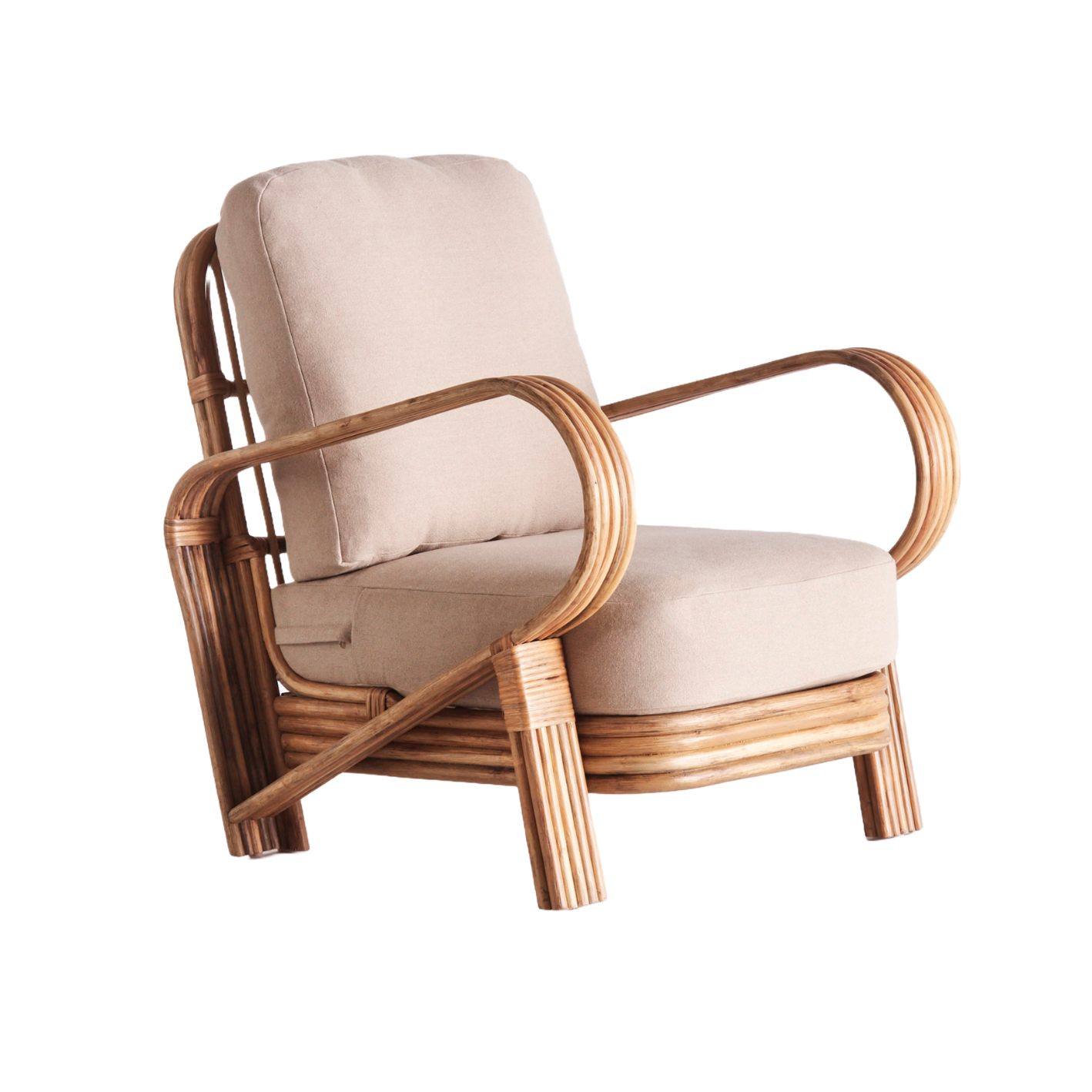Beige BAMBOO armchair with stained bamboo