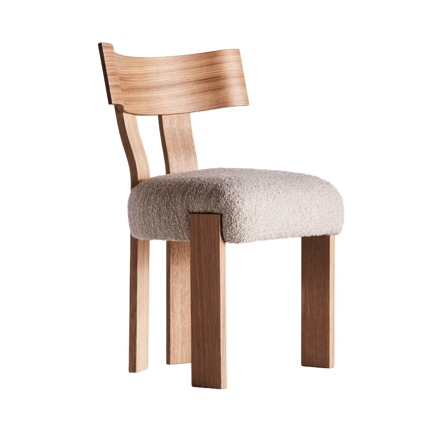 Stuhl ALBA beige Boucle mit Eichenbasis