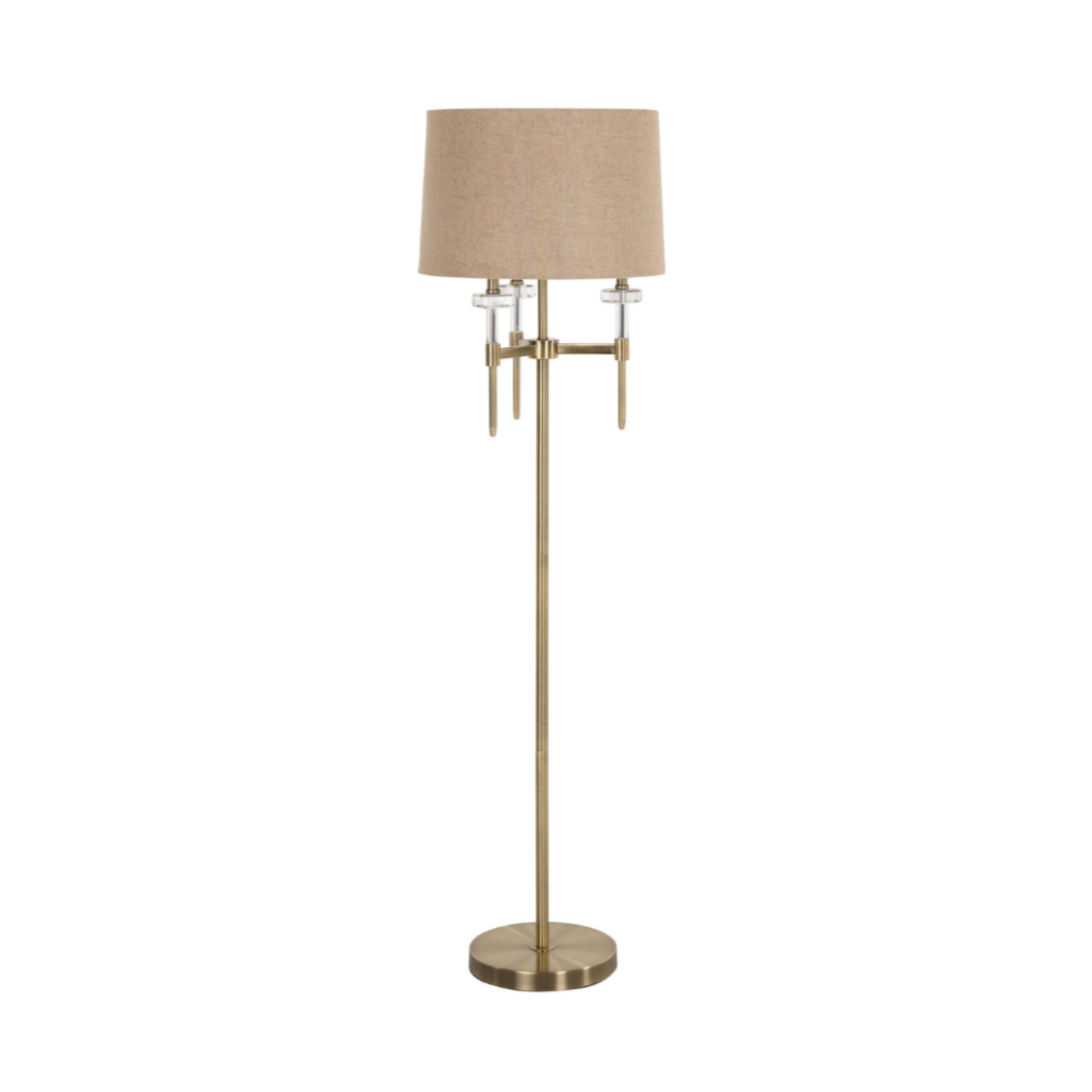 Stehlampe JOSIE mit beigem Schirm und goldener Basis
