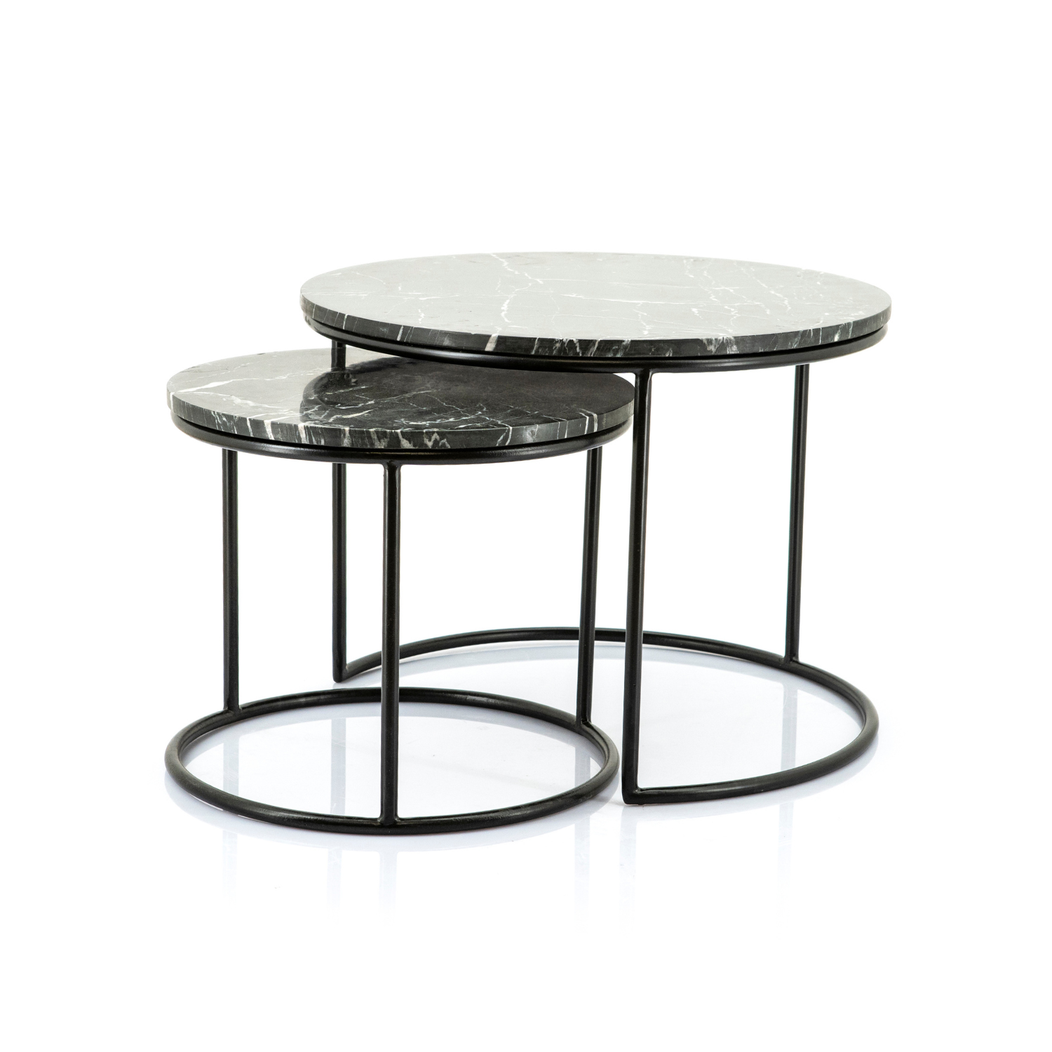 Set von Couchtischen ROMEO schwarzer Marmor