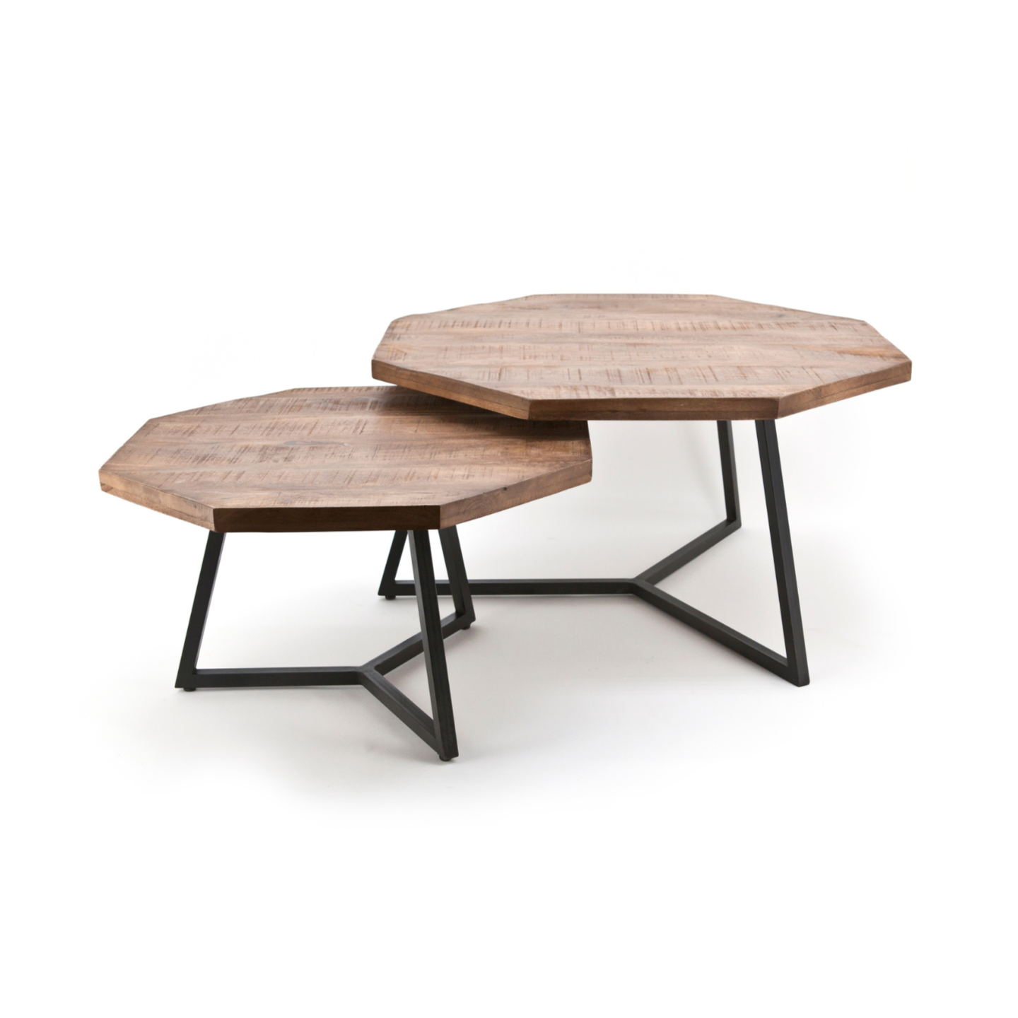 Set von Couchtischen OCTAGON aus Mangoholz