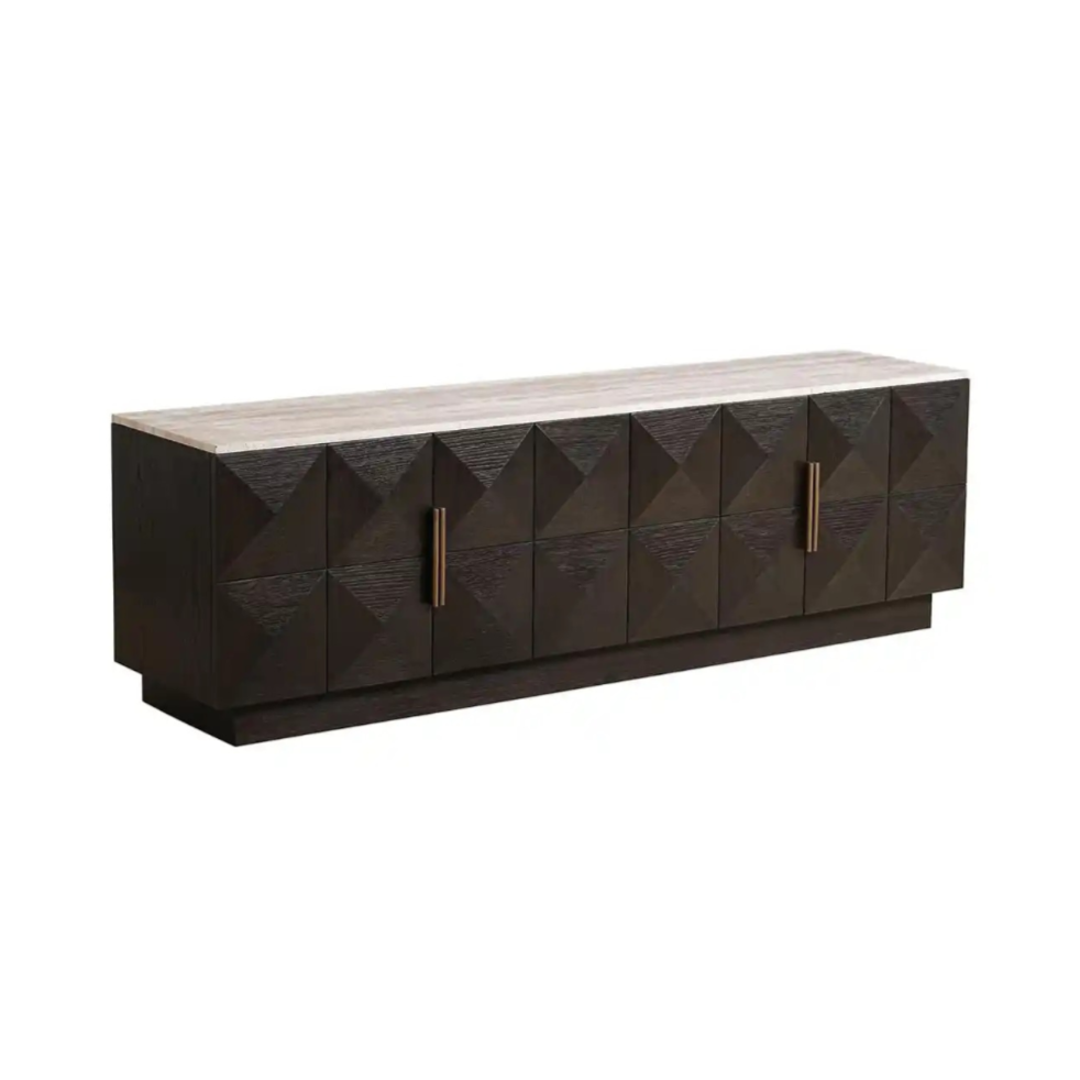 RTV-Sideboard CLAREMONT braun mit beigem Tischplatte