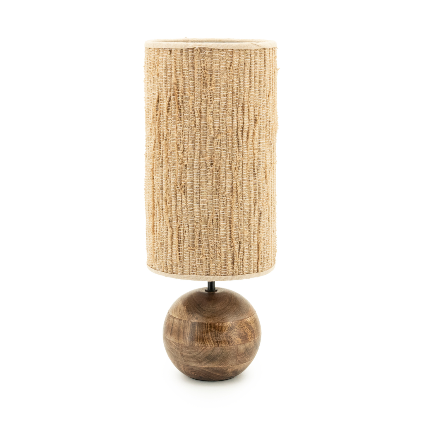 Tischlampe GADJA Jute mit Holzfuß