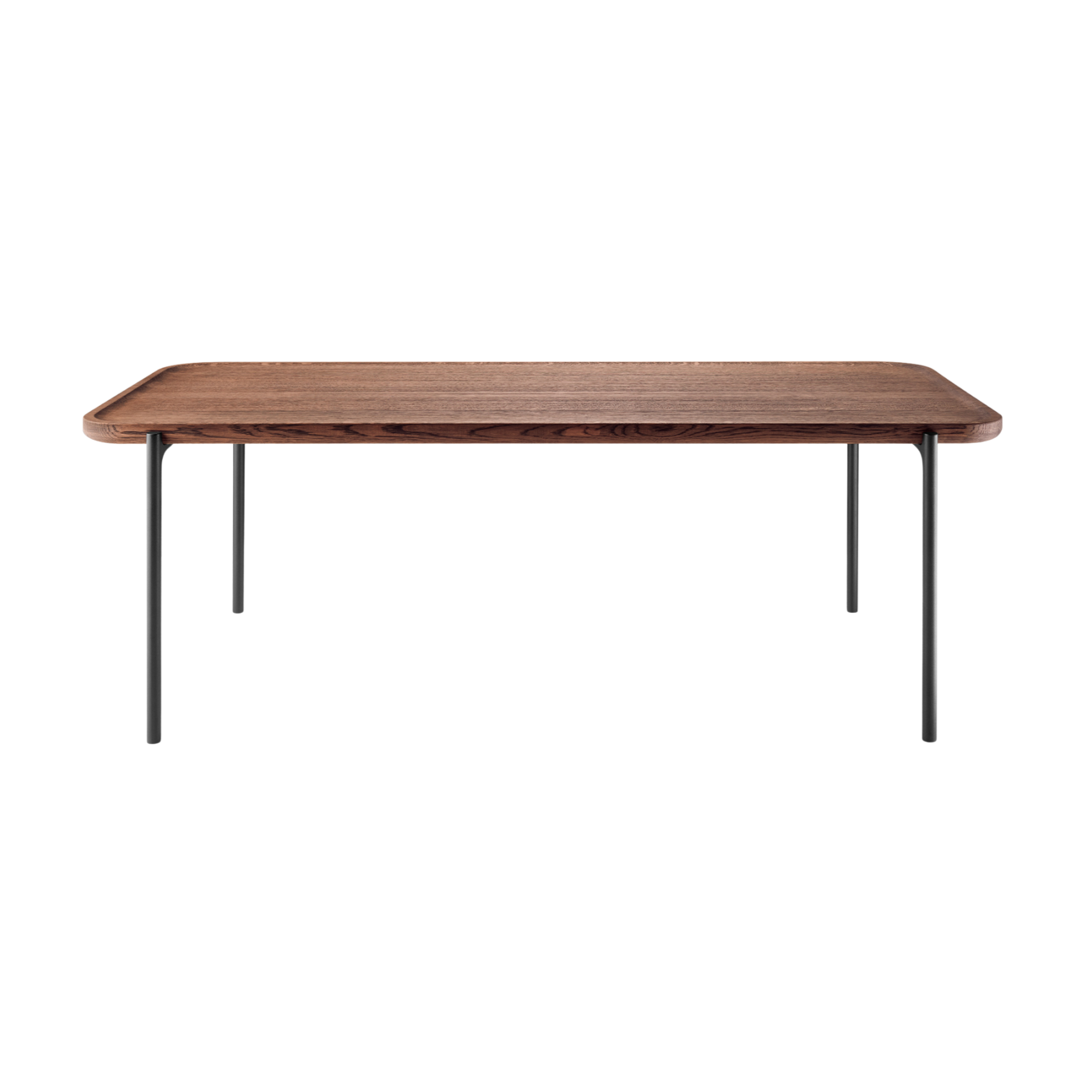 Rectangular Side Table SAVOYE Brown Oak with Black Base