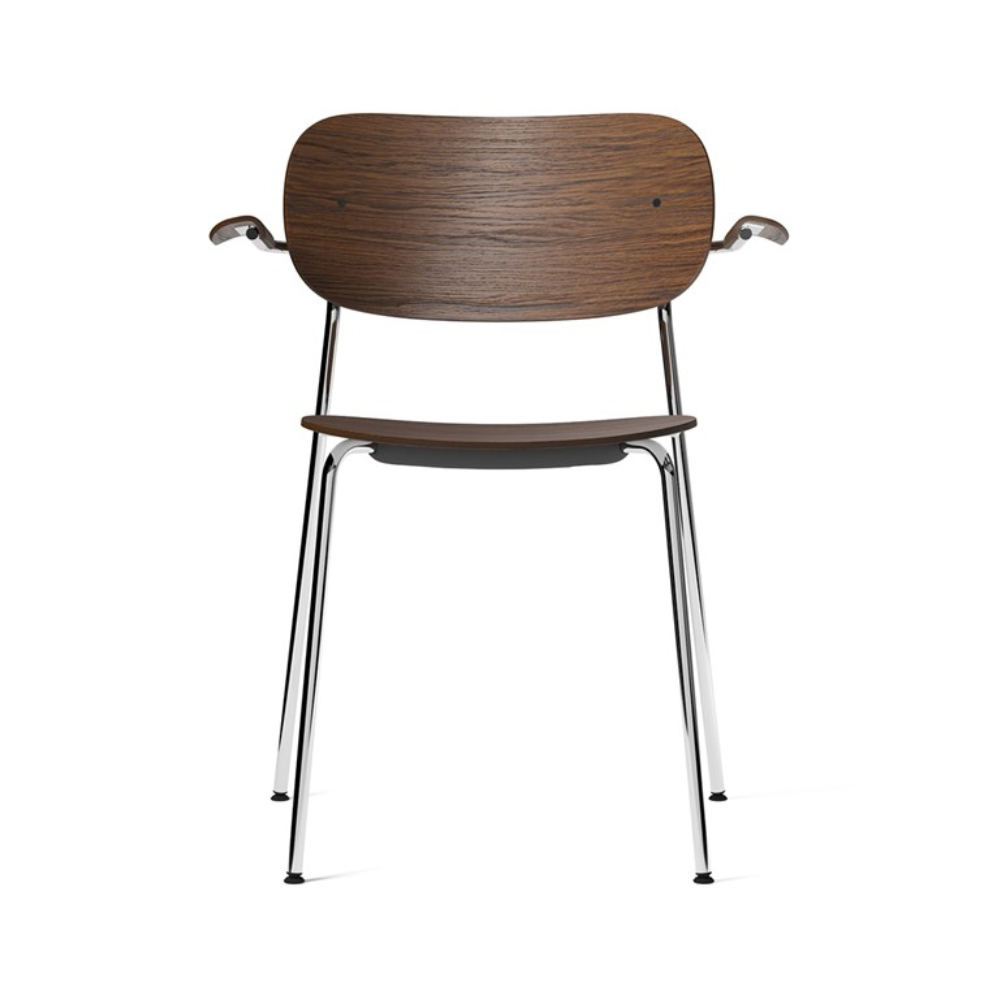 CO Armchair with Armrests Dark Oak Veneer with Chrome Base